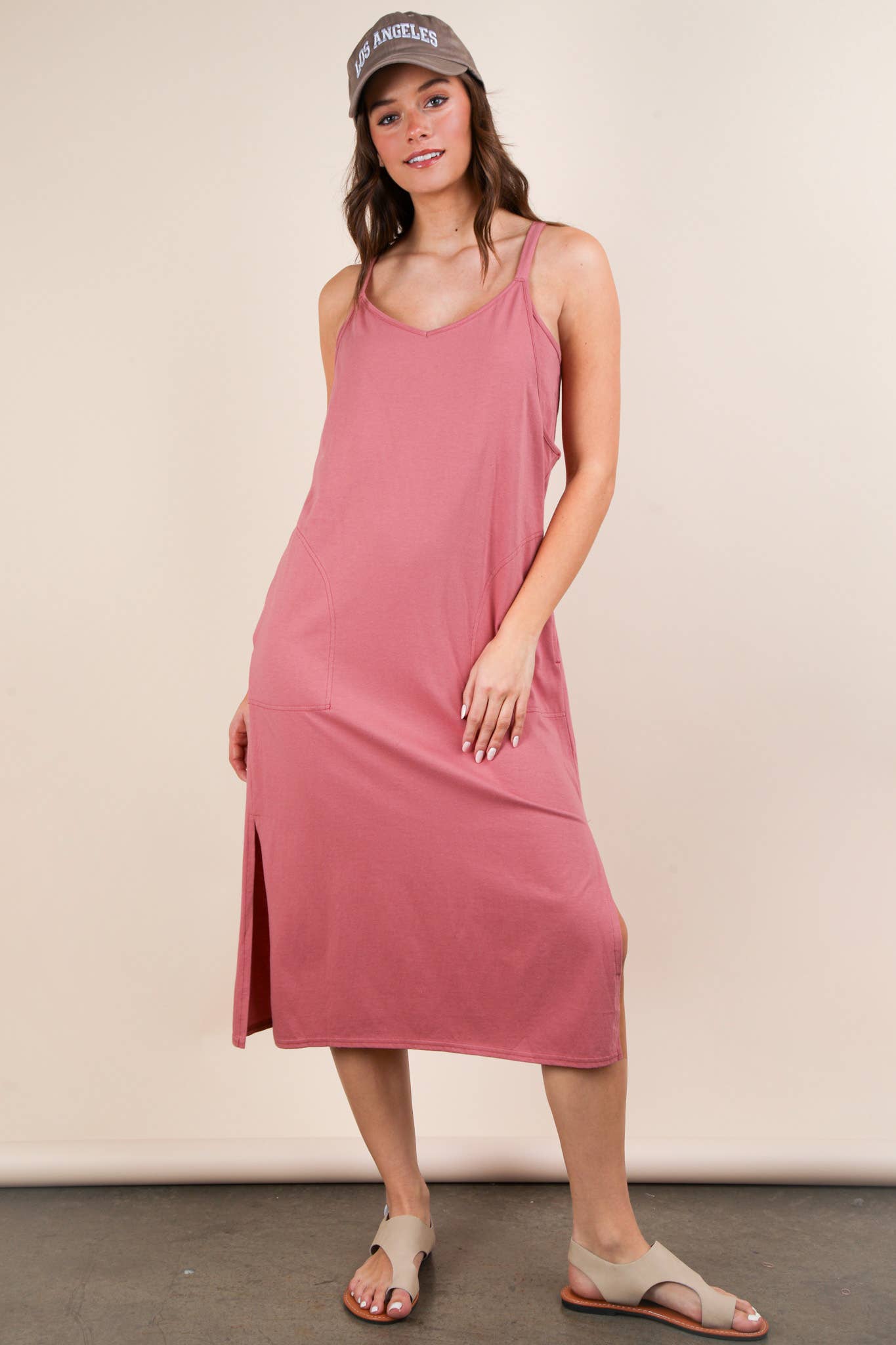 V-Neck Sleeveless Casual Comfy Midi Dress