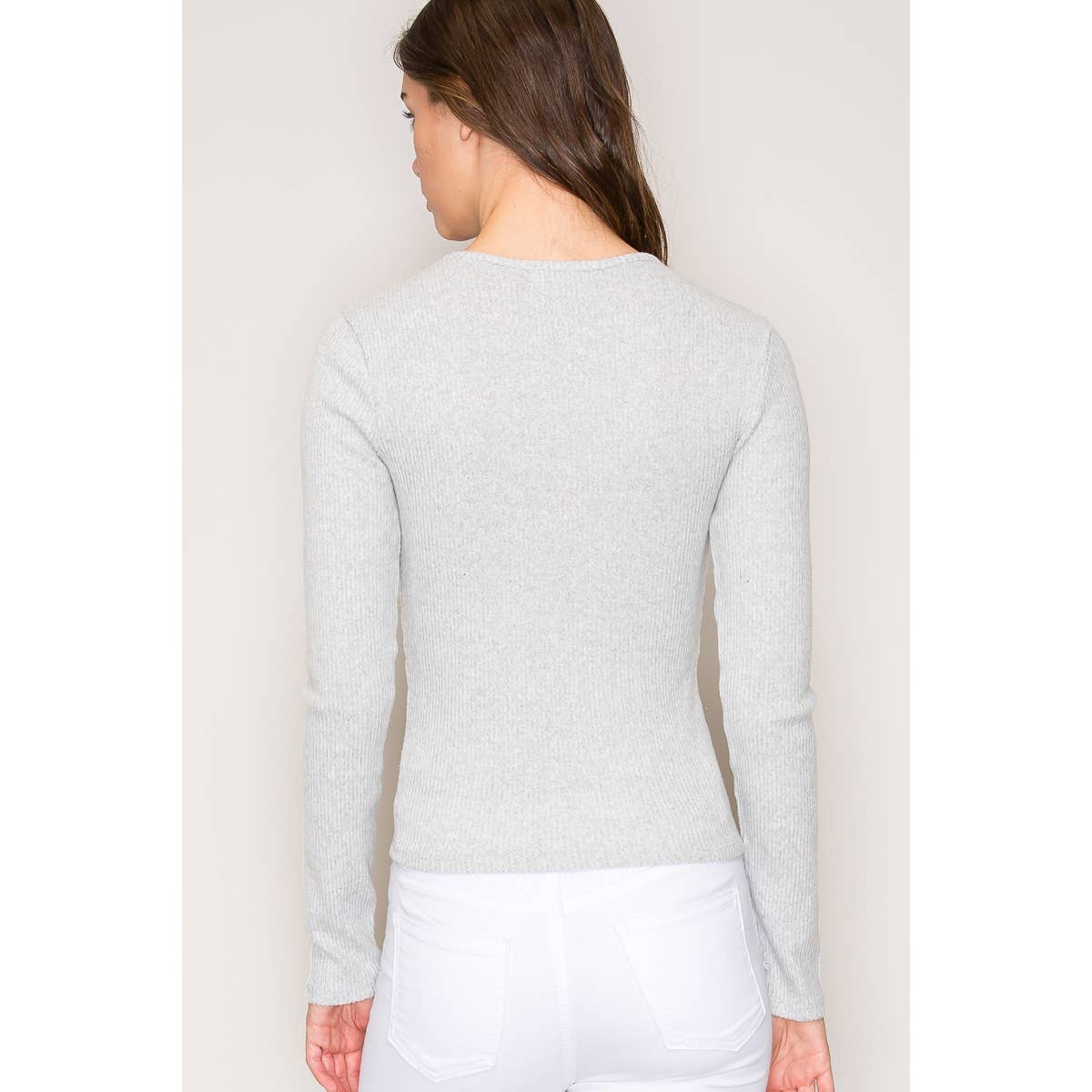 Crew Neck Long Sleeve Rib Top