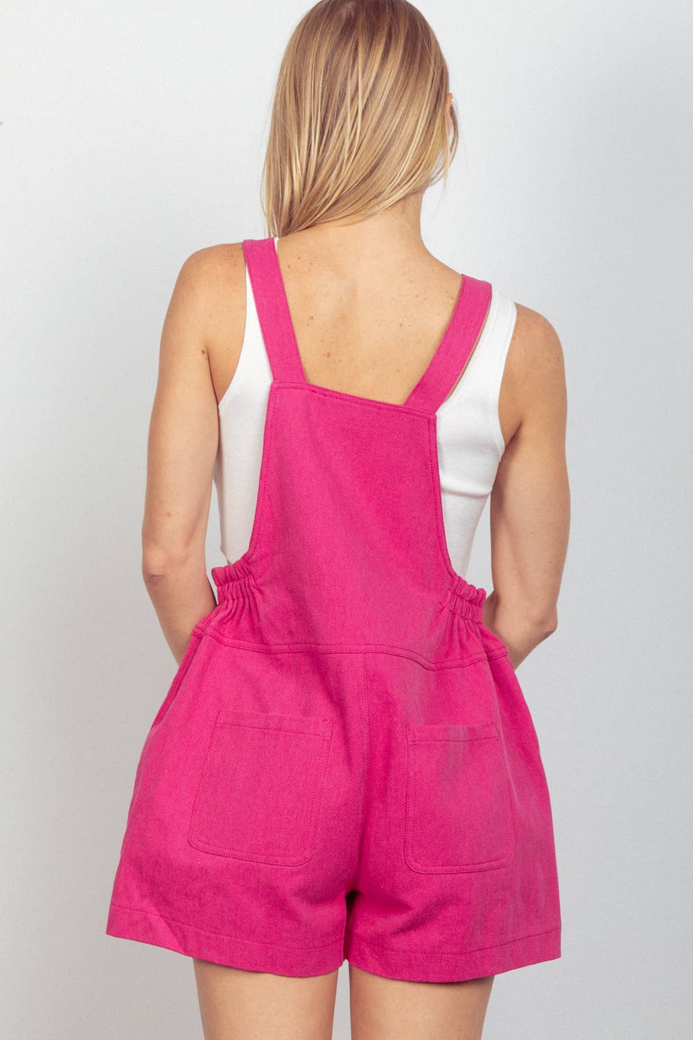 Suspender Solid Woven Casual Overall Romper