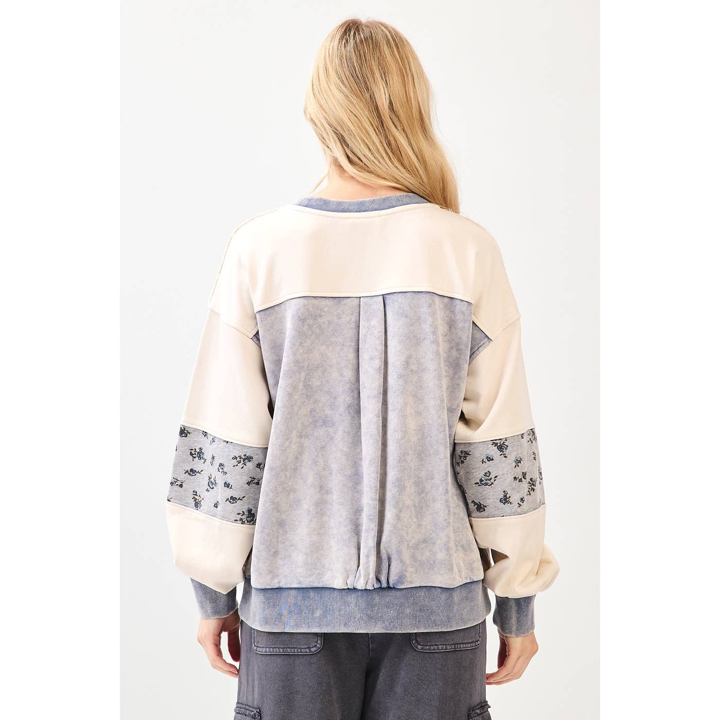 WASHED FLOWER PRINT COLOR BLOCK