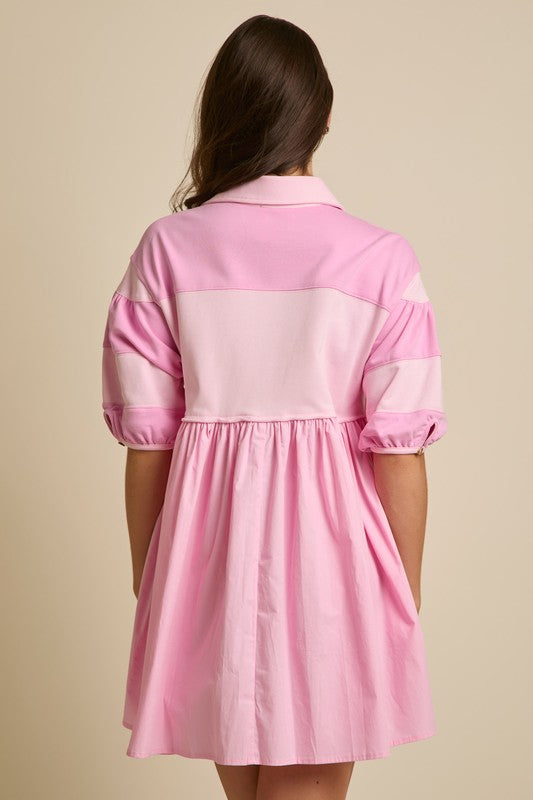 Short Sleeve Mini Dress With Side Pocket