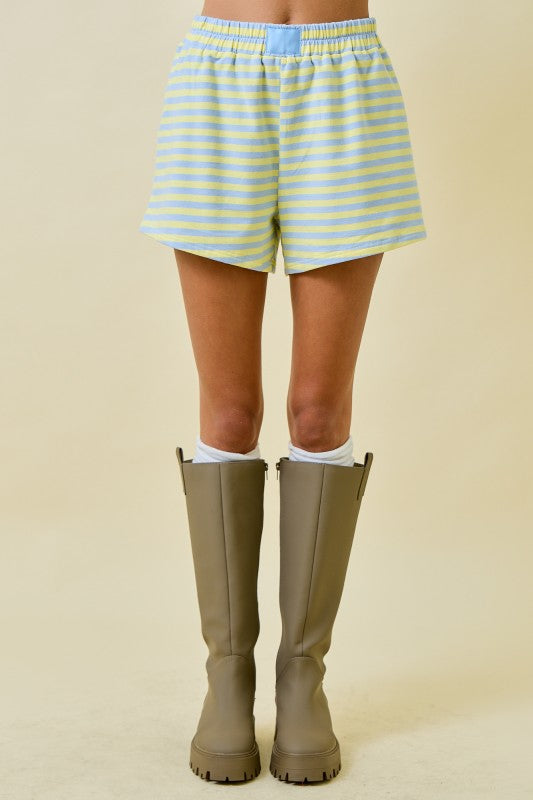Blue Lemon Stripe Short Set