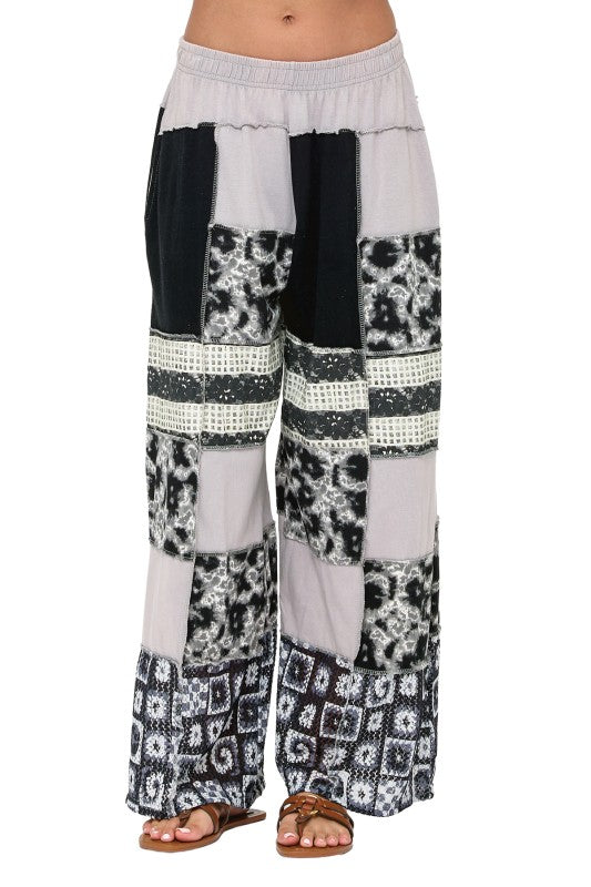 Palazzo Pants Boho Patchwork Colorblock