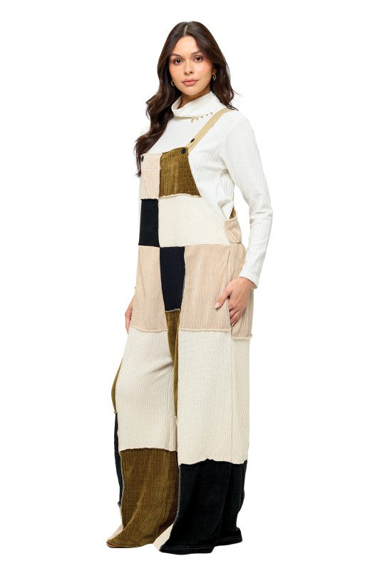 Overall Cozy Colorblock Knit Patchwork