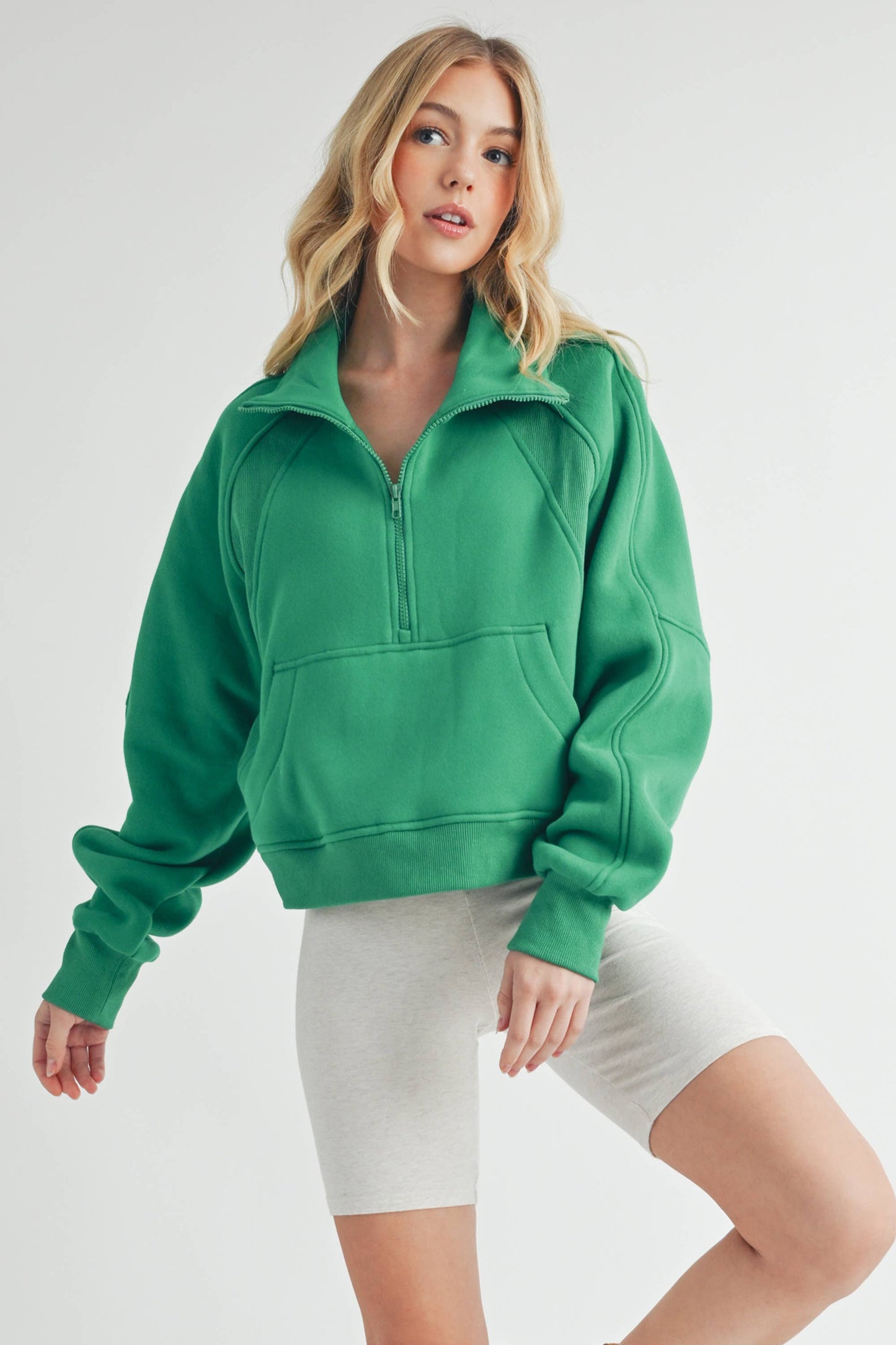 Dove Funnel Neck Half Zip Pullover