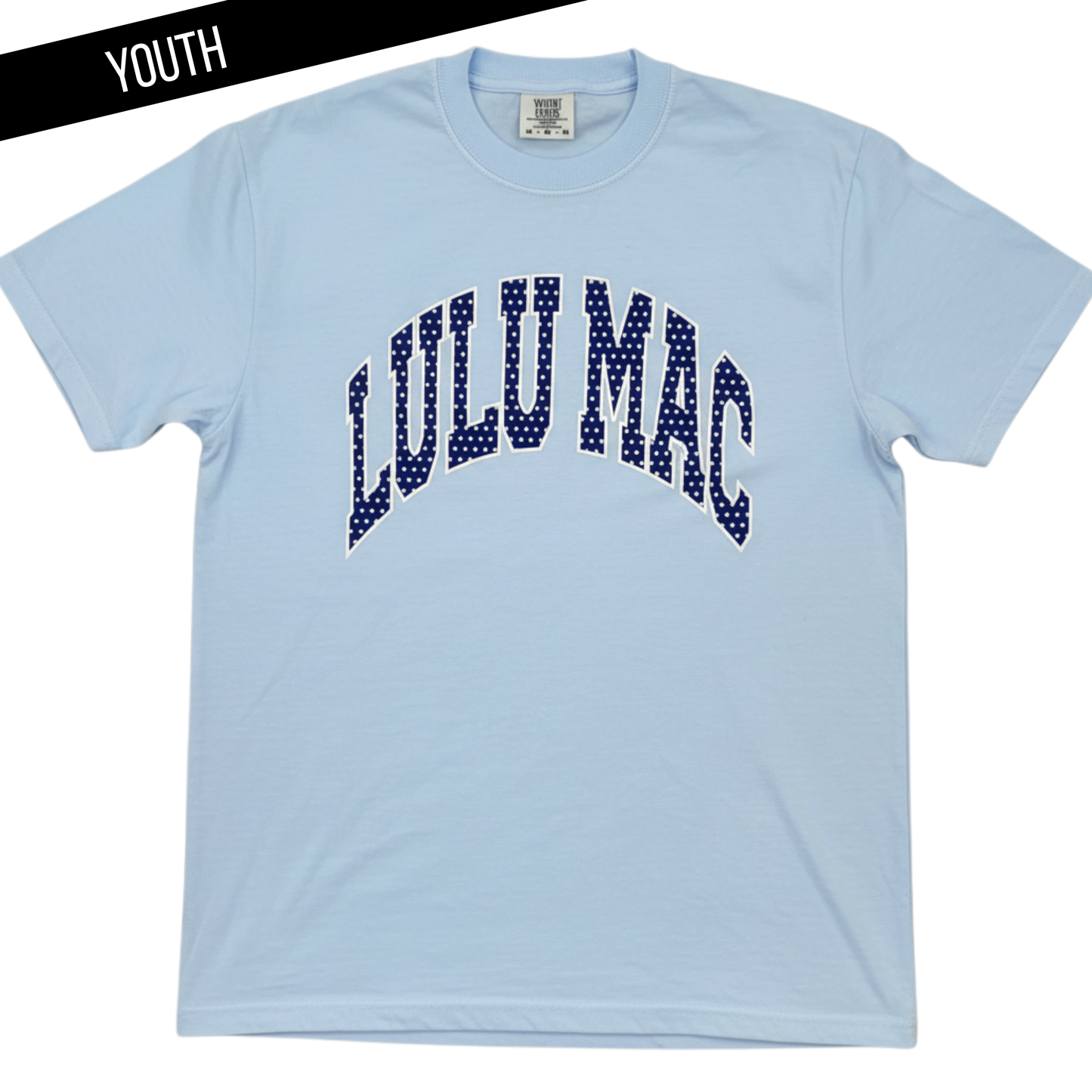 LuLu Mac Youth Comfort Colors Tee: Chambray Polka Dots