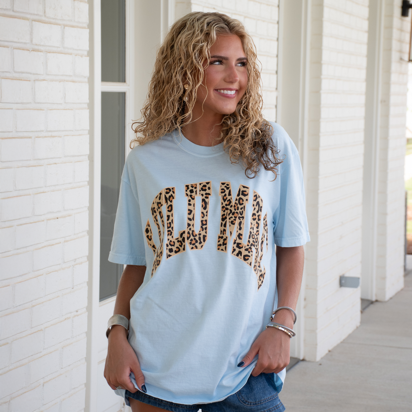 LuLu Mac Leopard Adult Chambray Comfort Colors Tee: Chambray