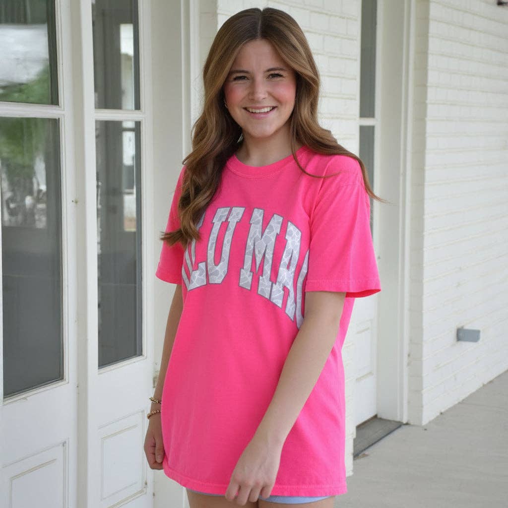 LuLu Mac Camo Adult Neon Pink Comfort Colors Tee: Neon Pink