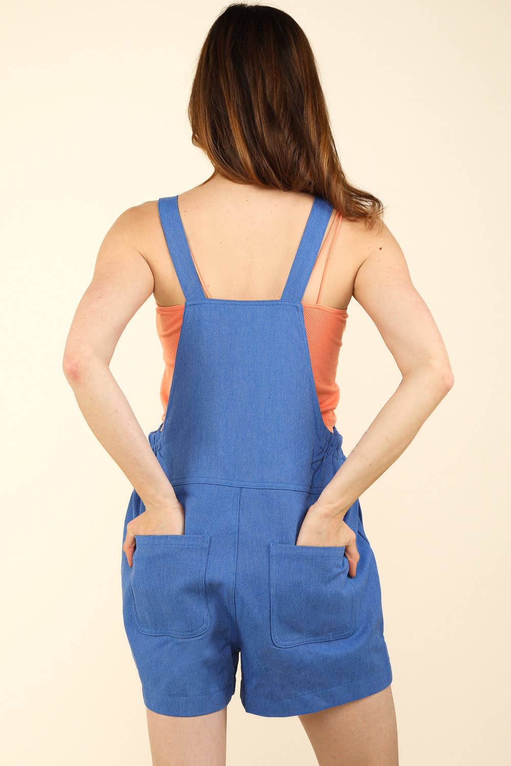 Suspender Solid Woven Casual Overall Romper