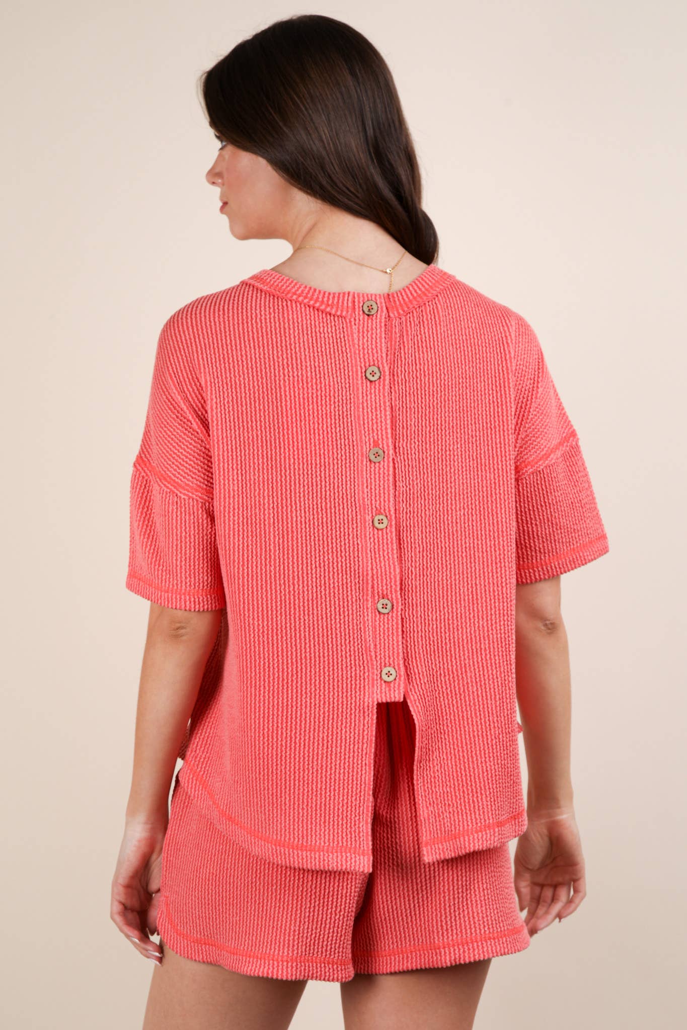 Oversized Two Tone Double Knit Top & Shorts