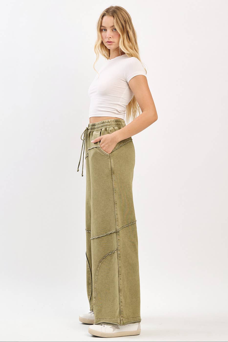 ASYMMETRIC SEAM MINERAL WASH PANTS