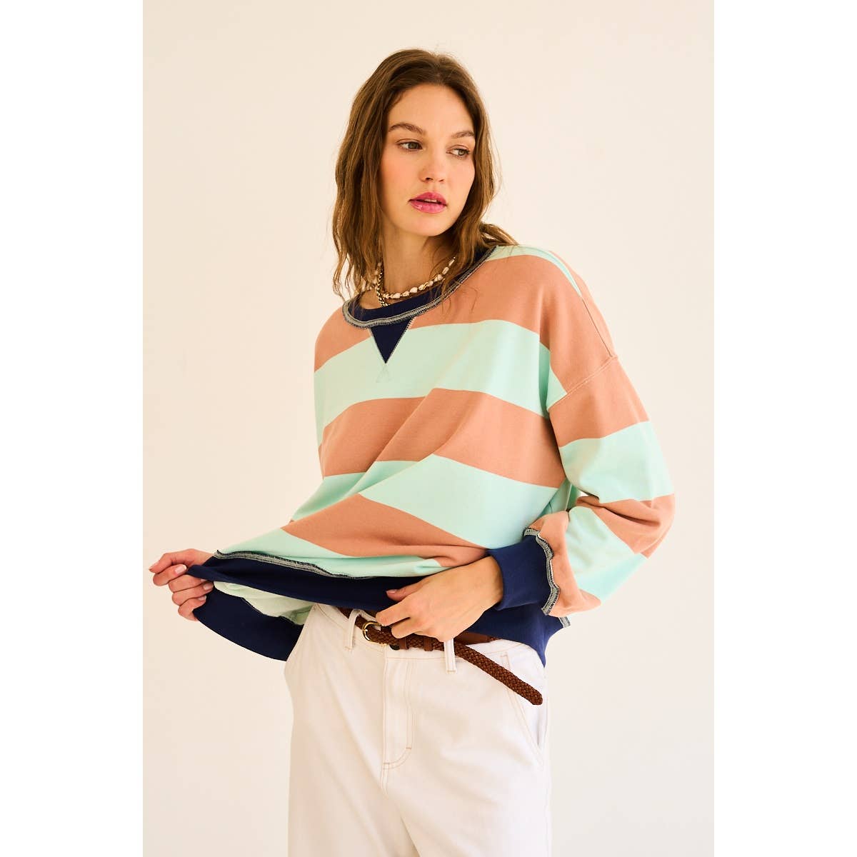 Contrast Striped Sweatshirt