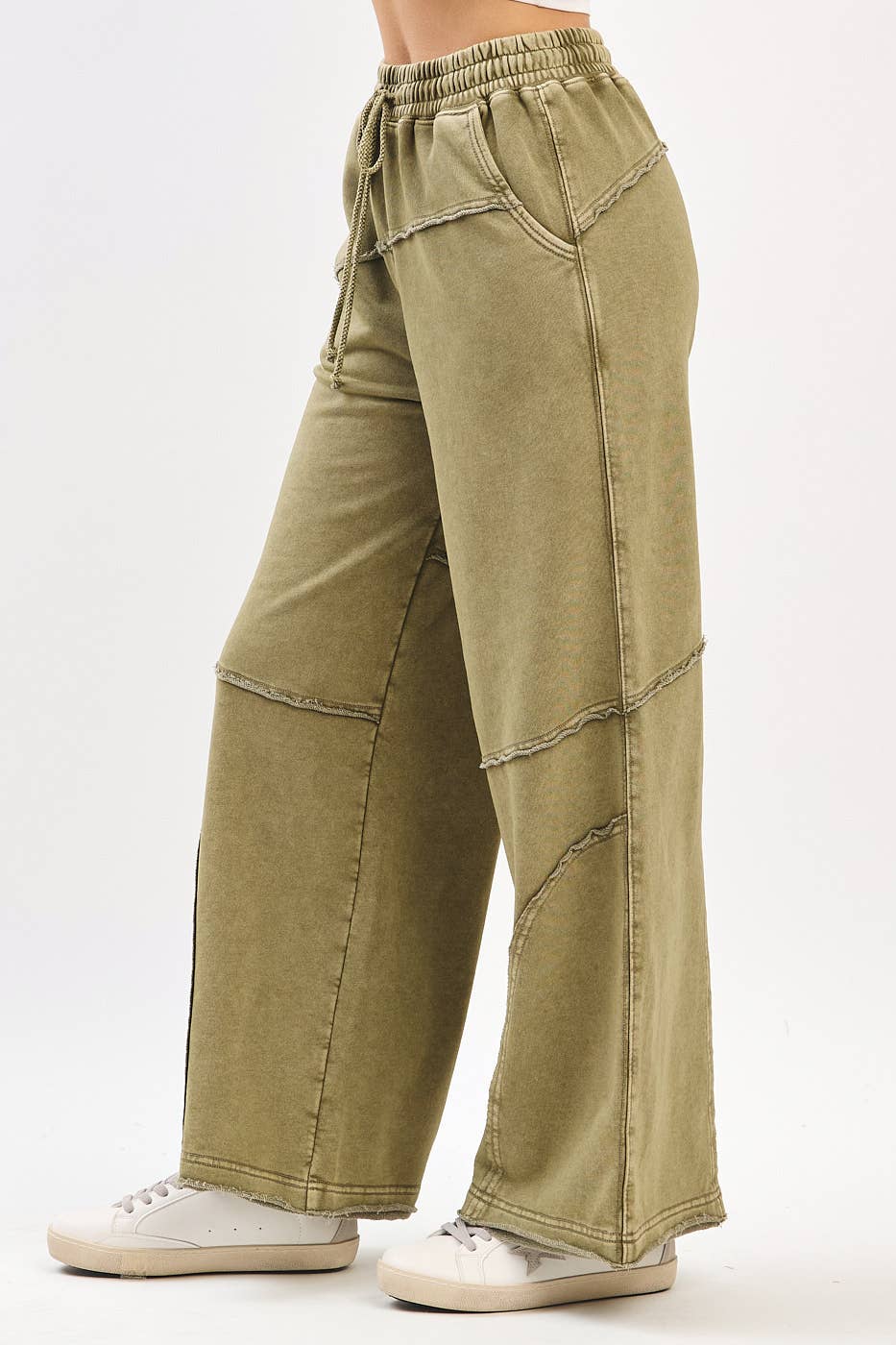 ASYMMETRIC SEAM MINERAL WASH PANTS