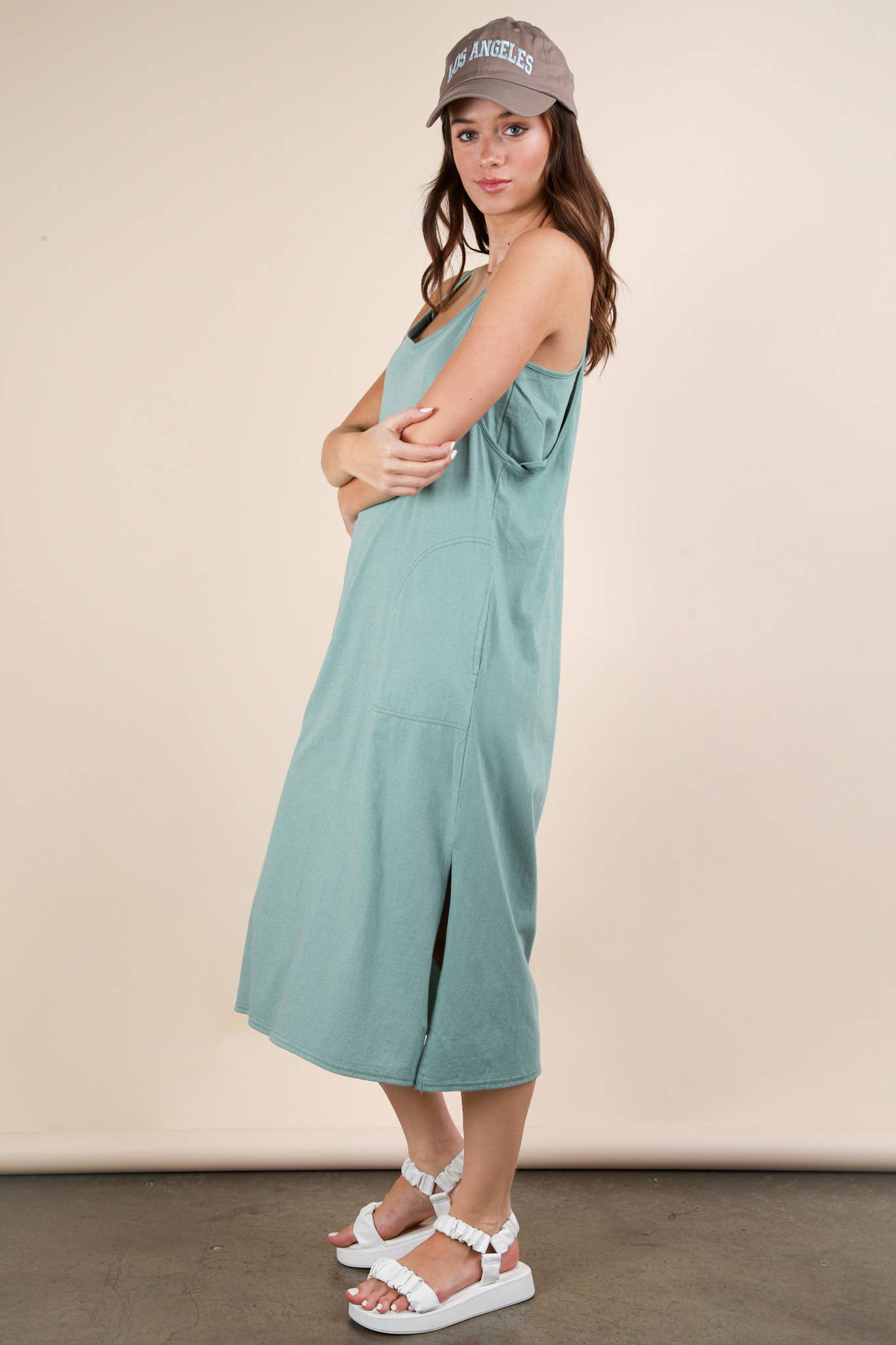 V-Neck Sleeveless Casual Comfy Midi Dress