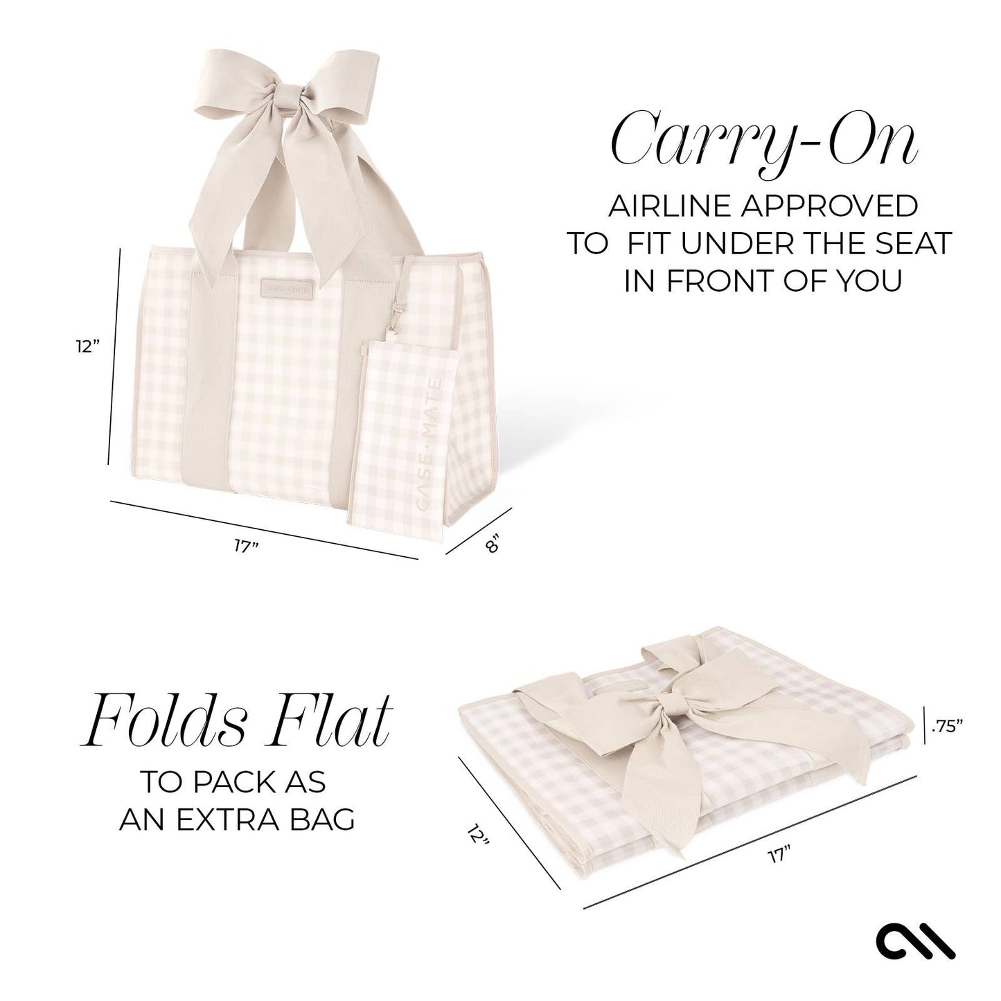 Case Mate-Latte Gingham Bow Jelly Tote Bag