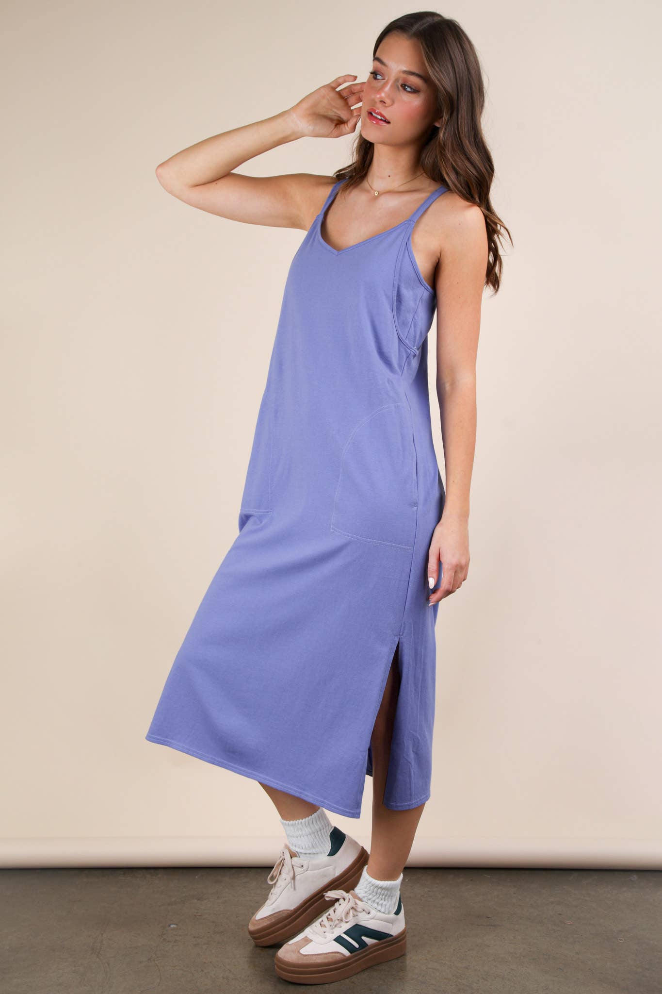 Neck Sleeveless Casual Comfy Midi Dress