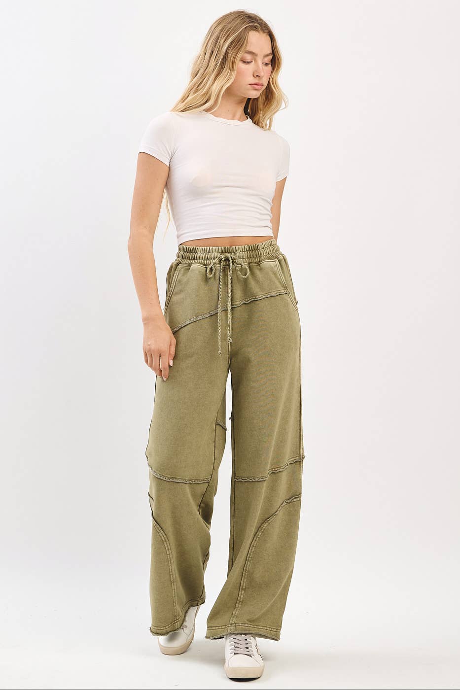 ASYMMETRIC SEAM MINERAL WASH PANTS