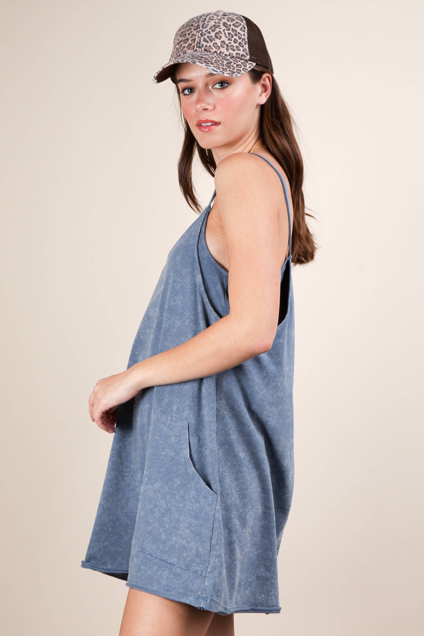 Mineral Washed Knit Mini Dress with Shorts Inside