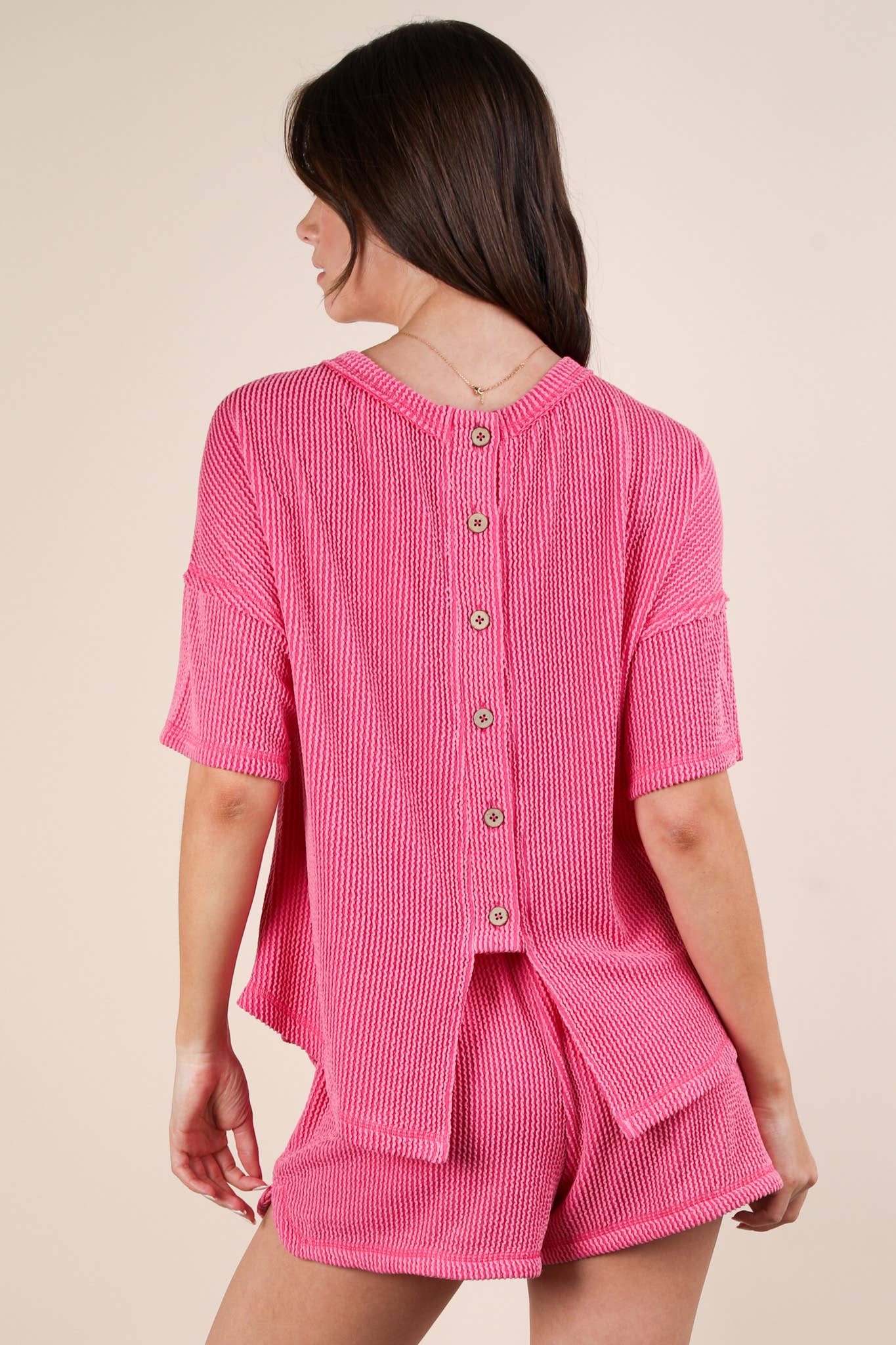 Oversized Two Tone Double Knit Top & Shorts