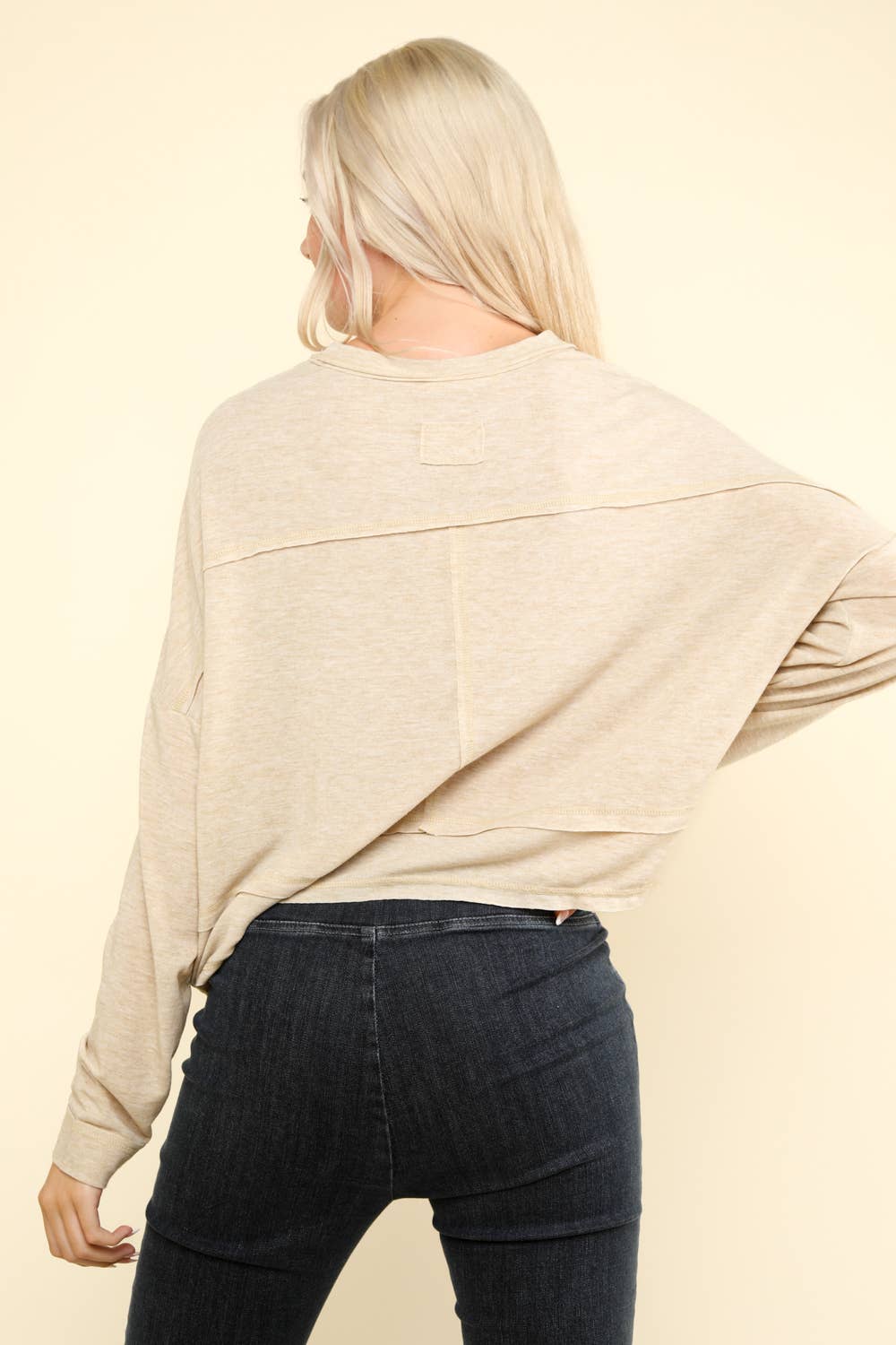 Oversized Casual Knit Top: OATMEAL