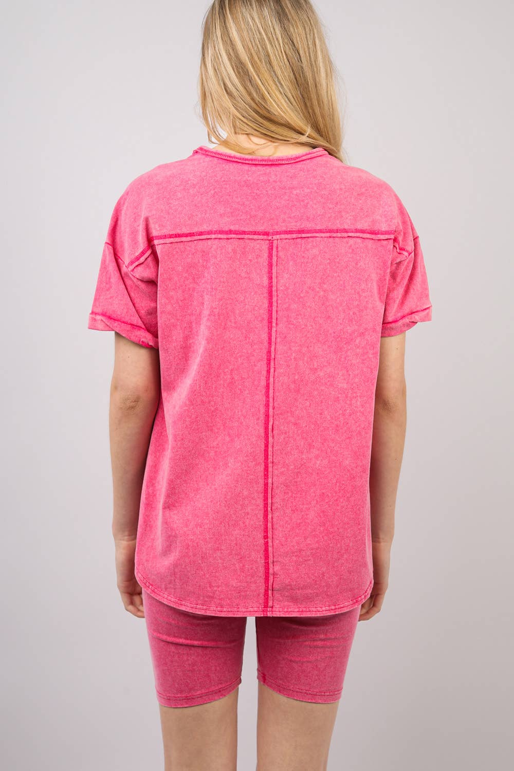 Washed Stretchy Knit Activewear Top & Shorts