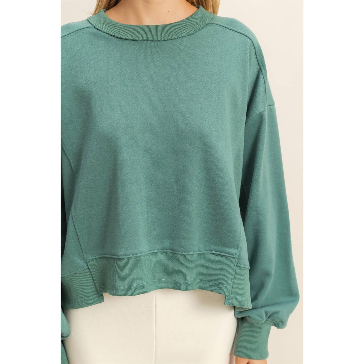 Layered Hem Sweatshirt With Raw Edges