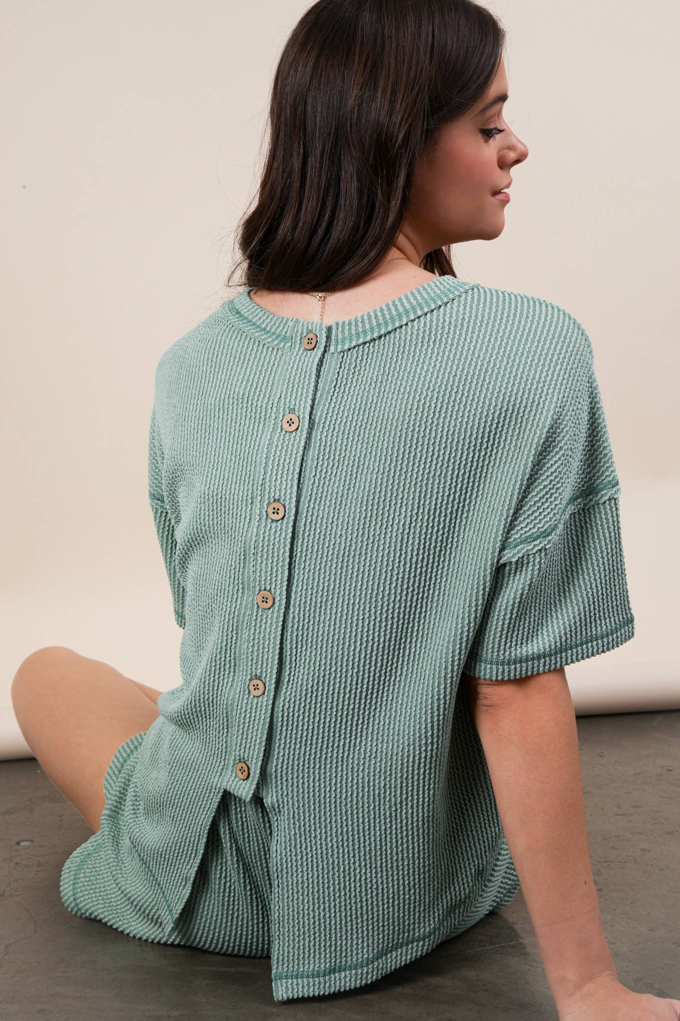 Oversized Two Tone Double Knit Top & Shorts