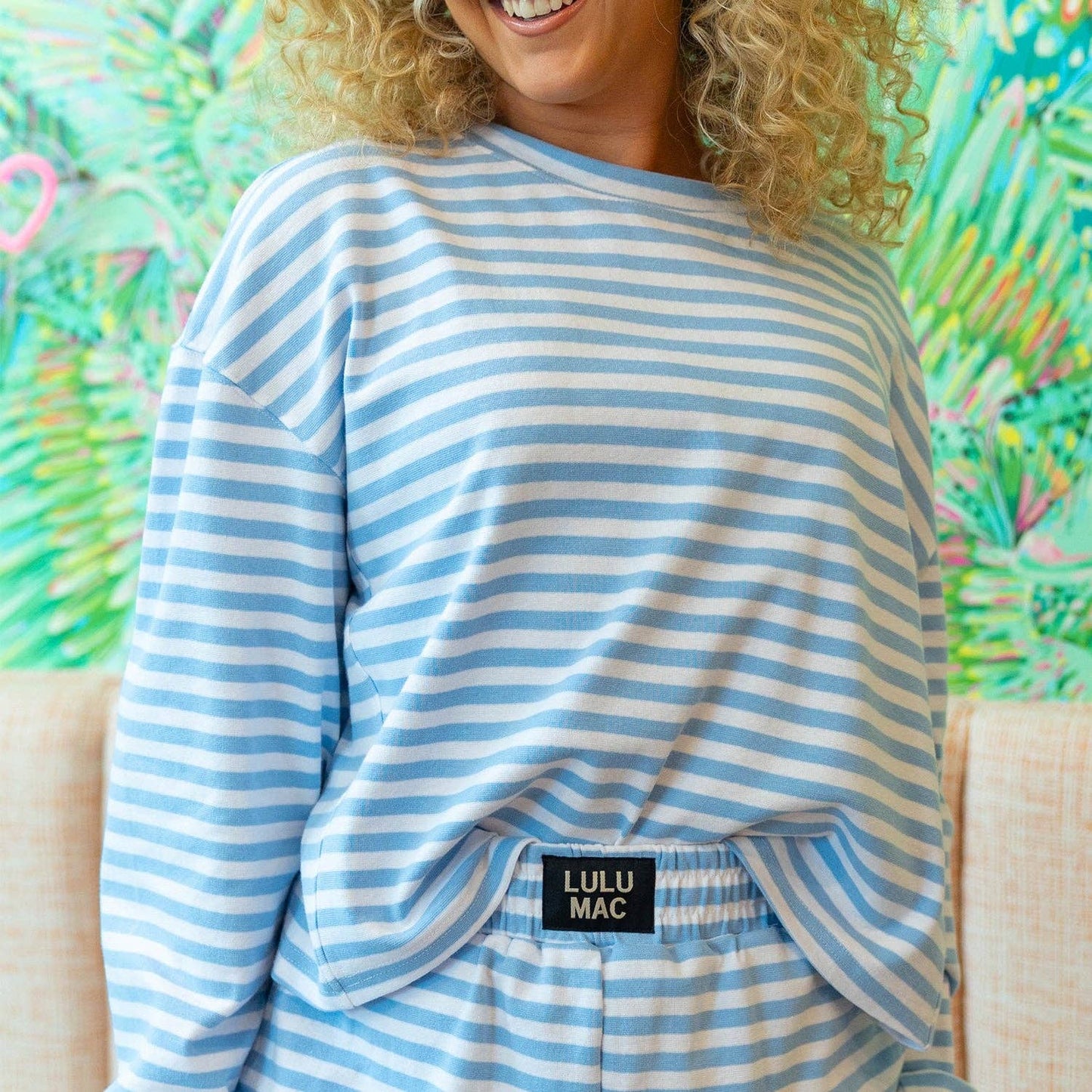 LuLu Mac STRIPE LONGSLEEVE TOP-LIGHT BLUE
