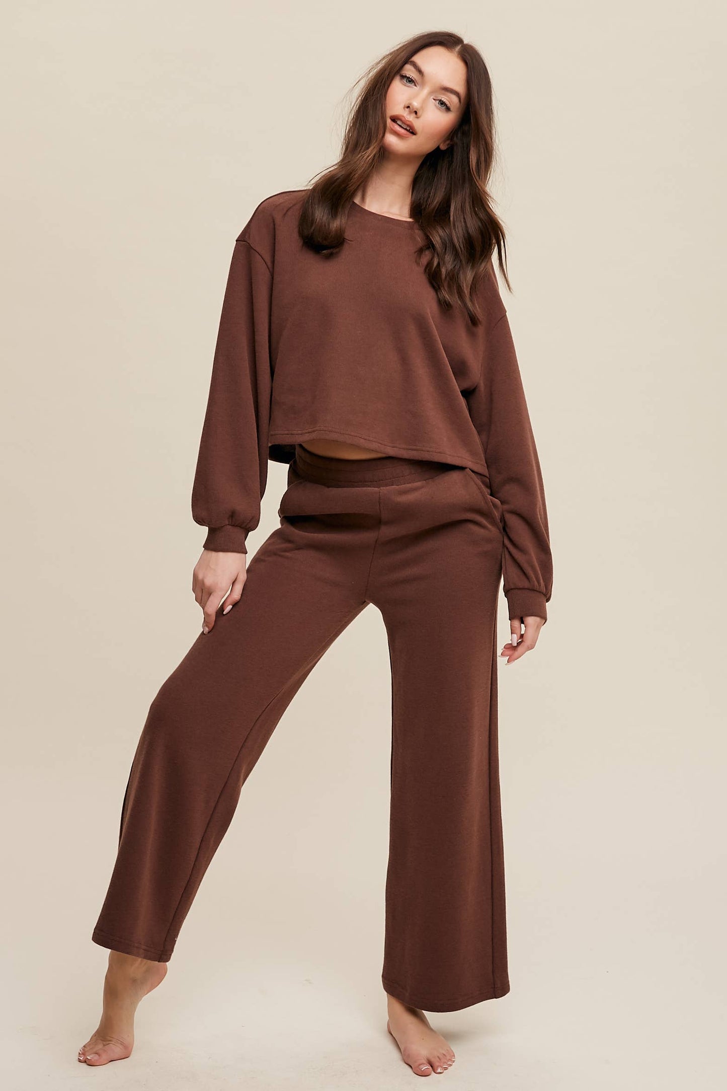 Knit Wide-Leg Lounge Set