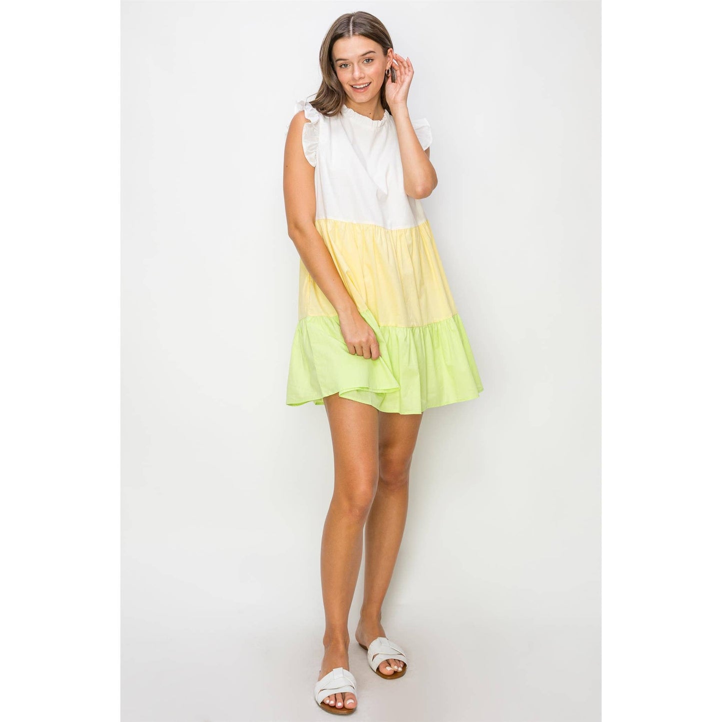 Poplin Color Block Mini Dress