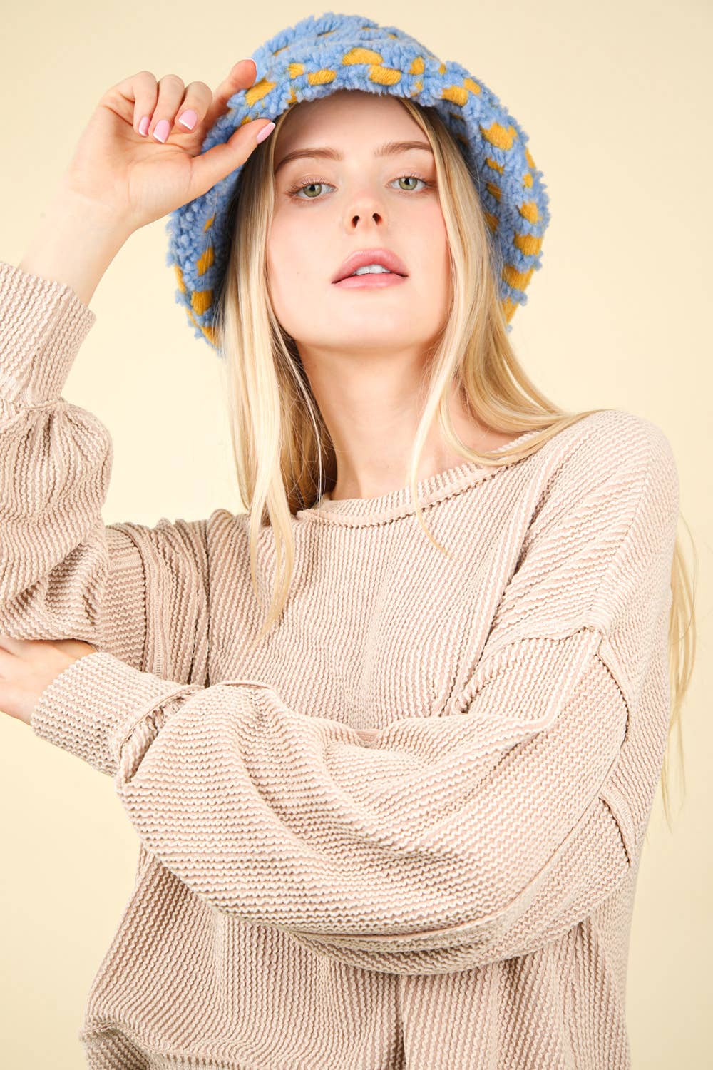 Two Tone Otto Ribbed Oversized Soft Comfy knit Top: OATMEAL