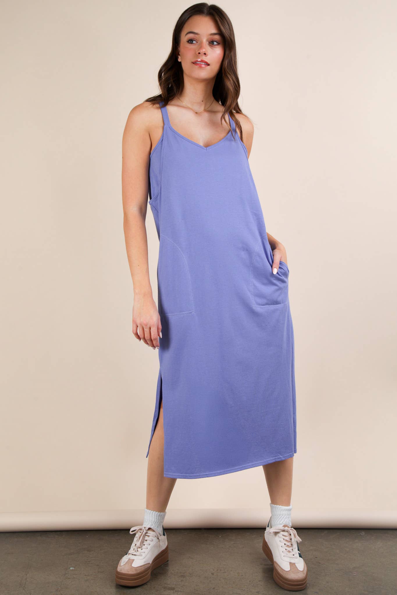 Neck Sleeveless Casual Comfy Midi Dress