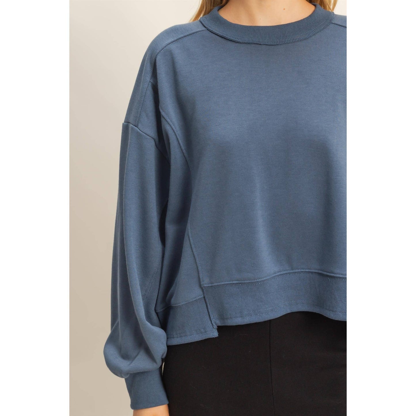 Layered Hem Sweatshirt With Raw Edges