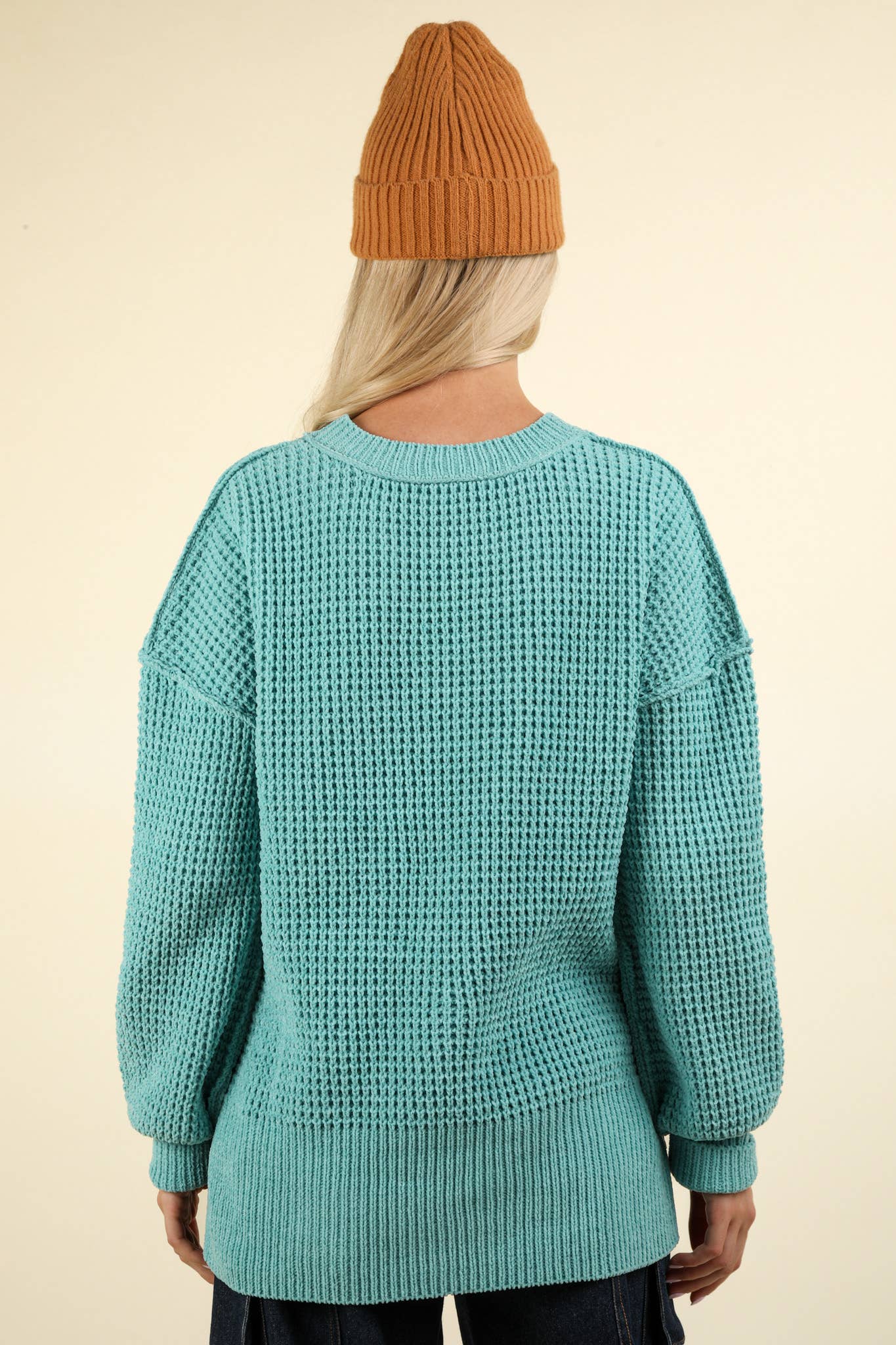 Soft Comfy Oversized Knit Sweater Pullover Top: SEA FOAM