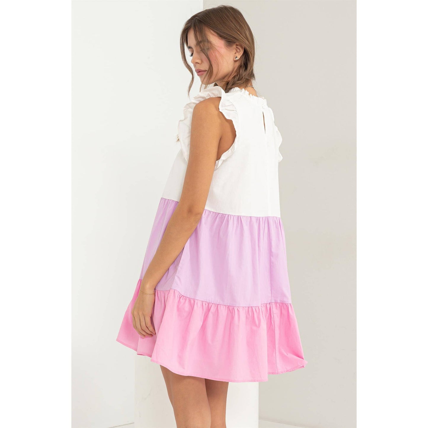 Poplin Color Block Mini Dress