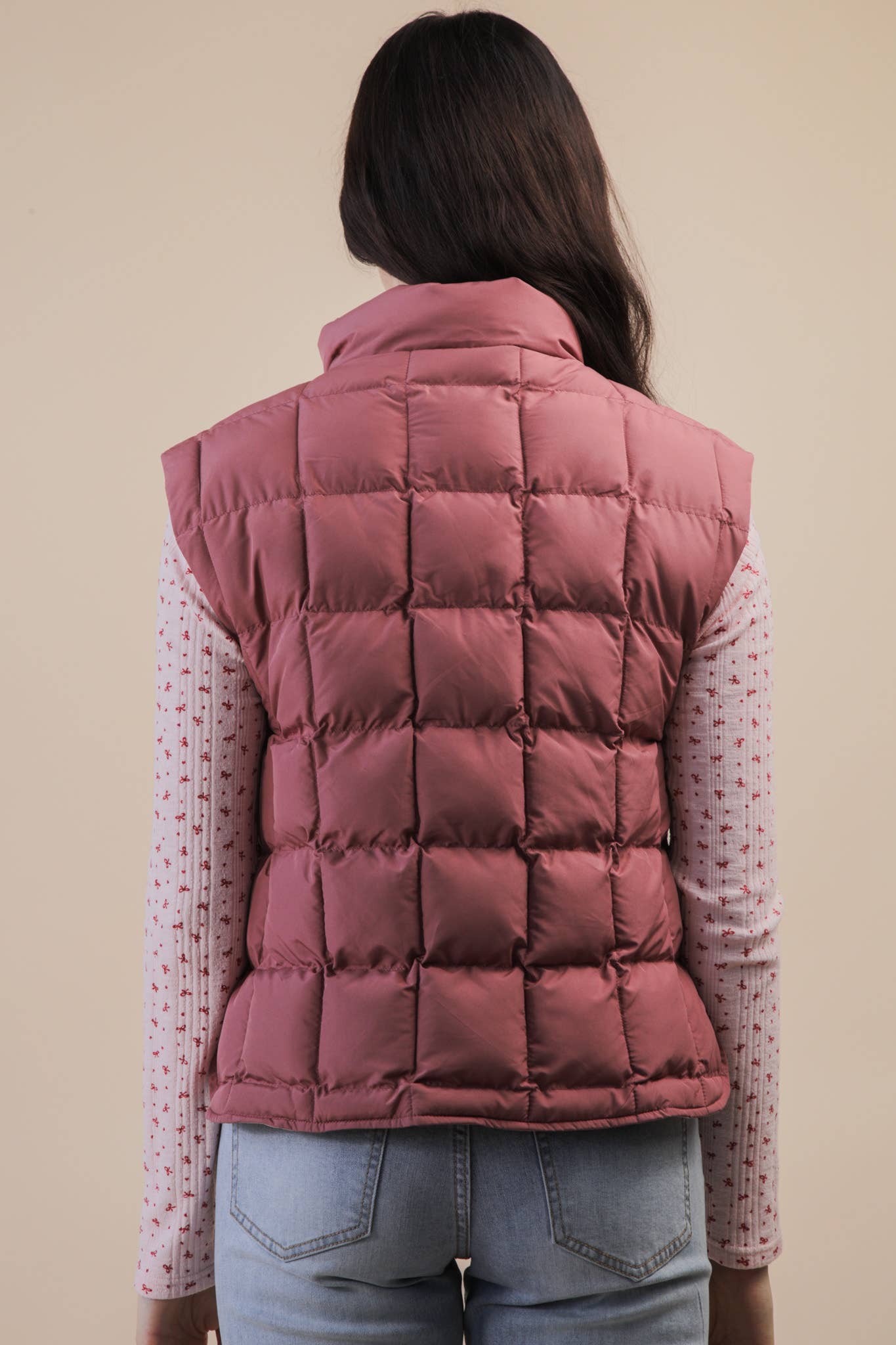Puffer Padded Warm Vest: MAUVE