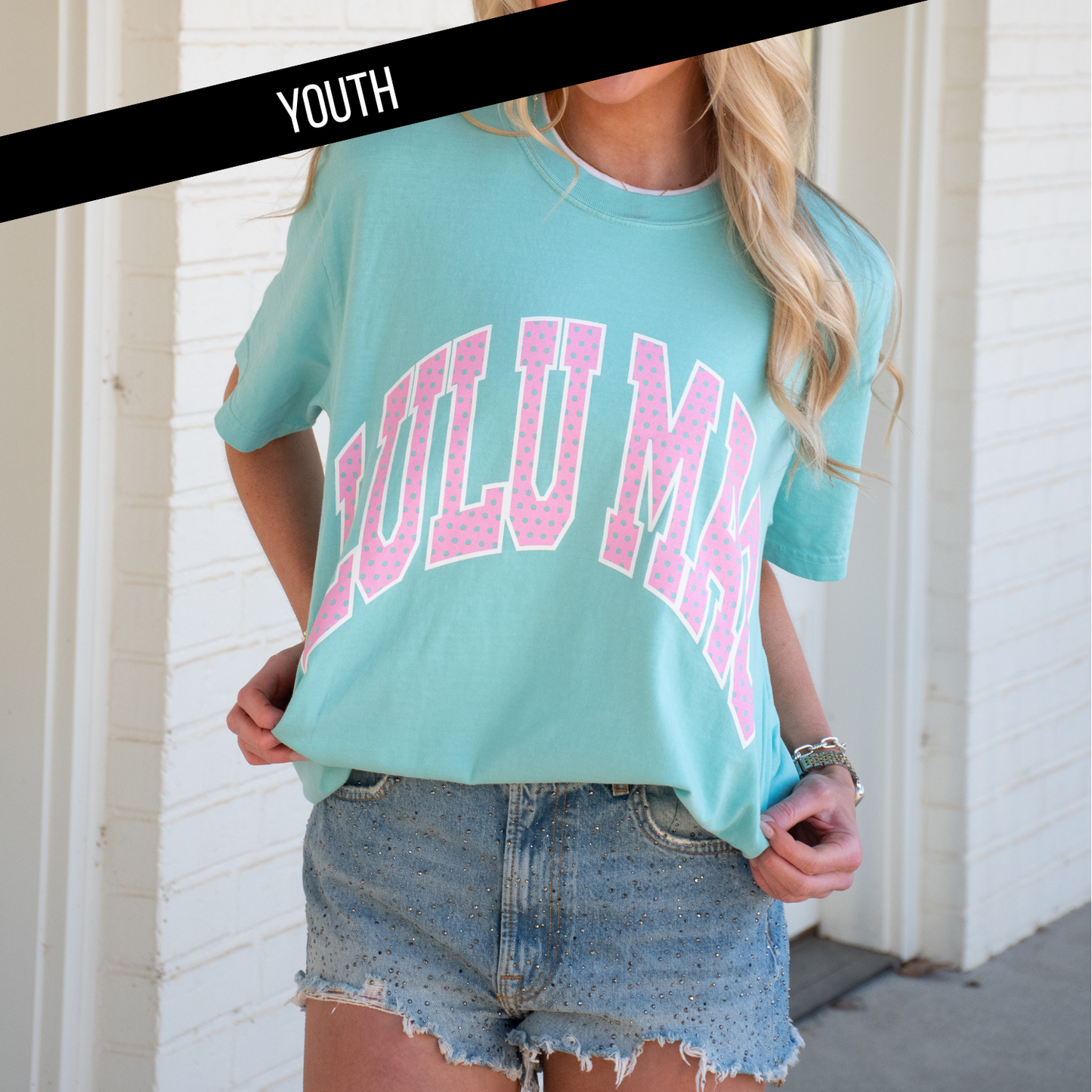 LuLu Mac YOUTH Polka Dot Tee: Chalky Mint