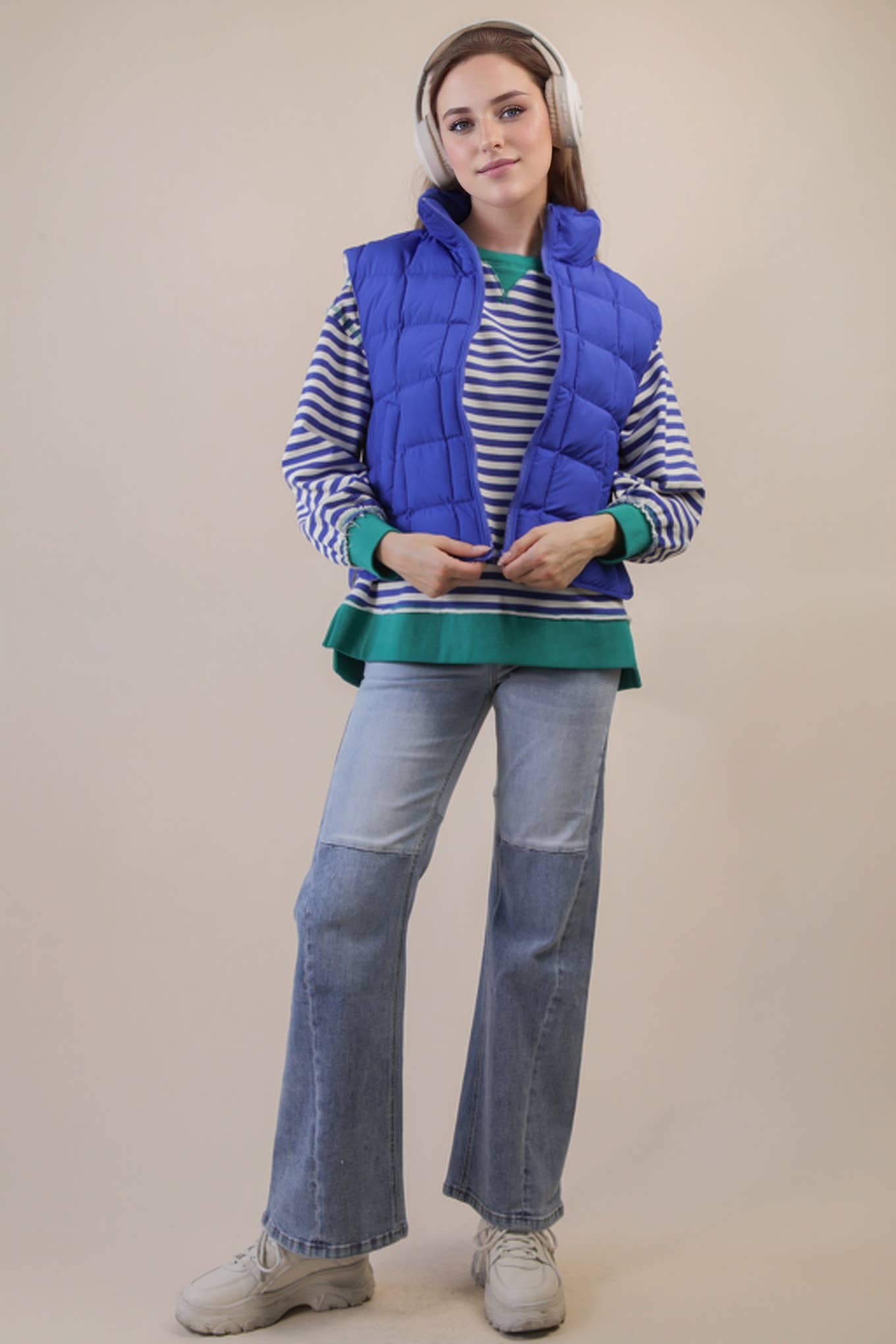 Puffer Padded Warm Vest: ROYAL BLUE