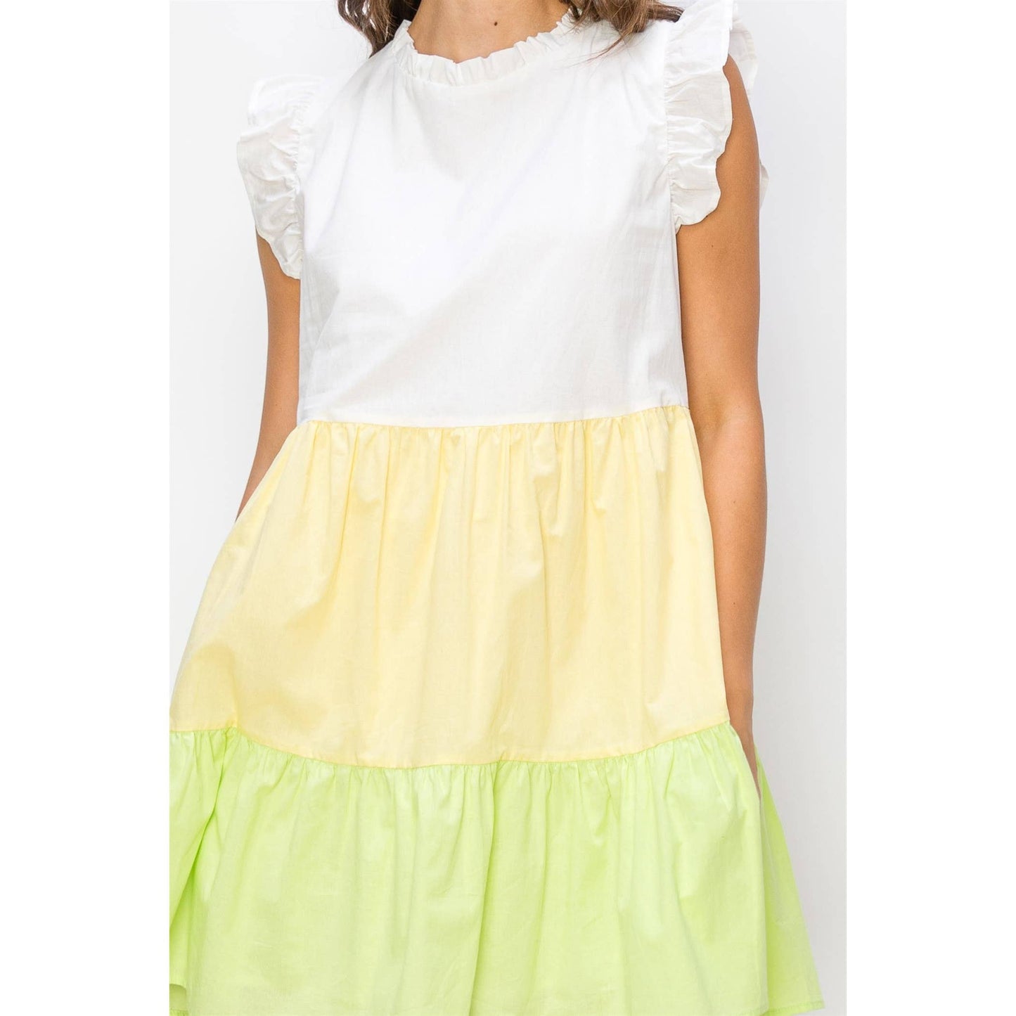 Poplin Color Block Mini Dress