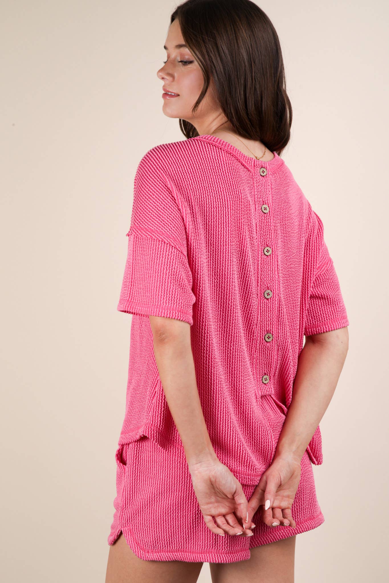 Oversized Two Tone Double Knit Top & Shorts