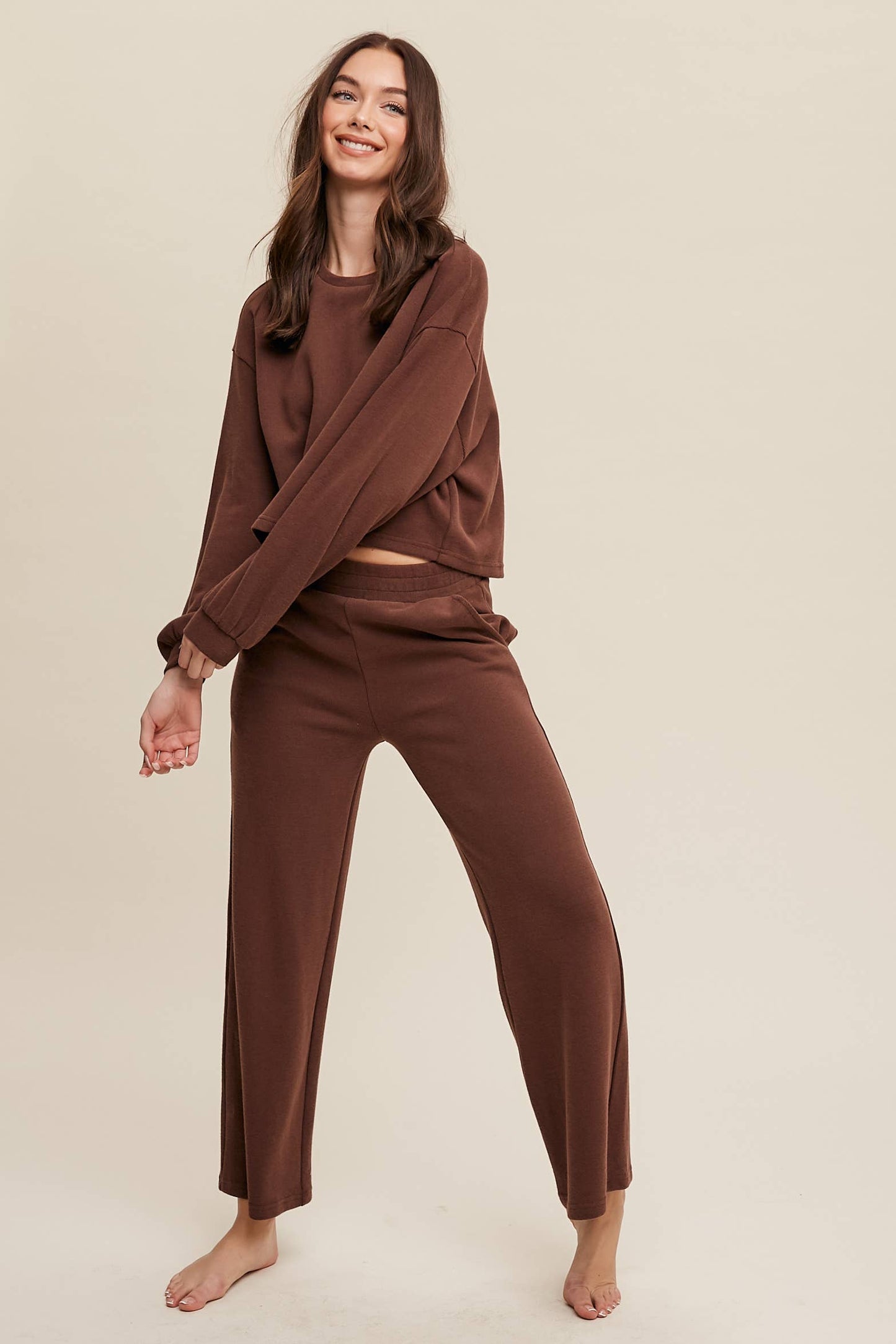 Knit Wide-Leg Lounge Set
