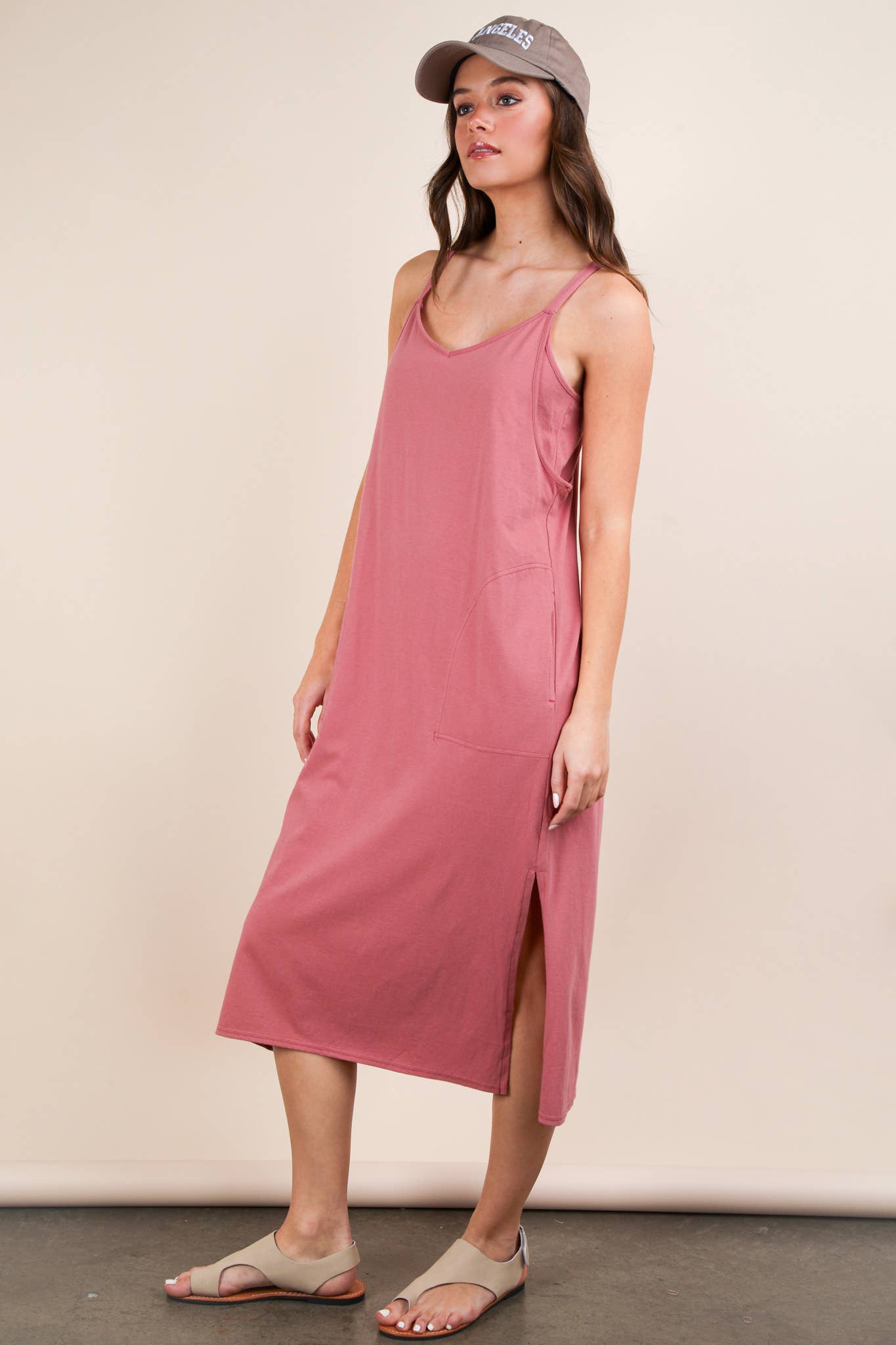 V-Neck Sleeveless Casual Comfy Midi Dress