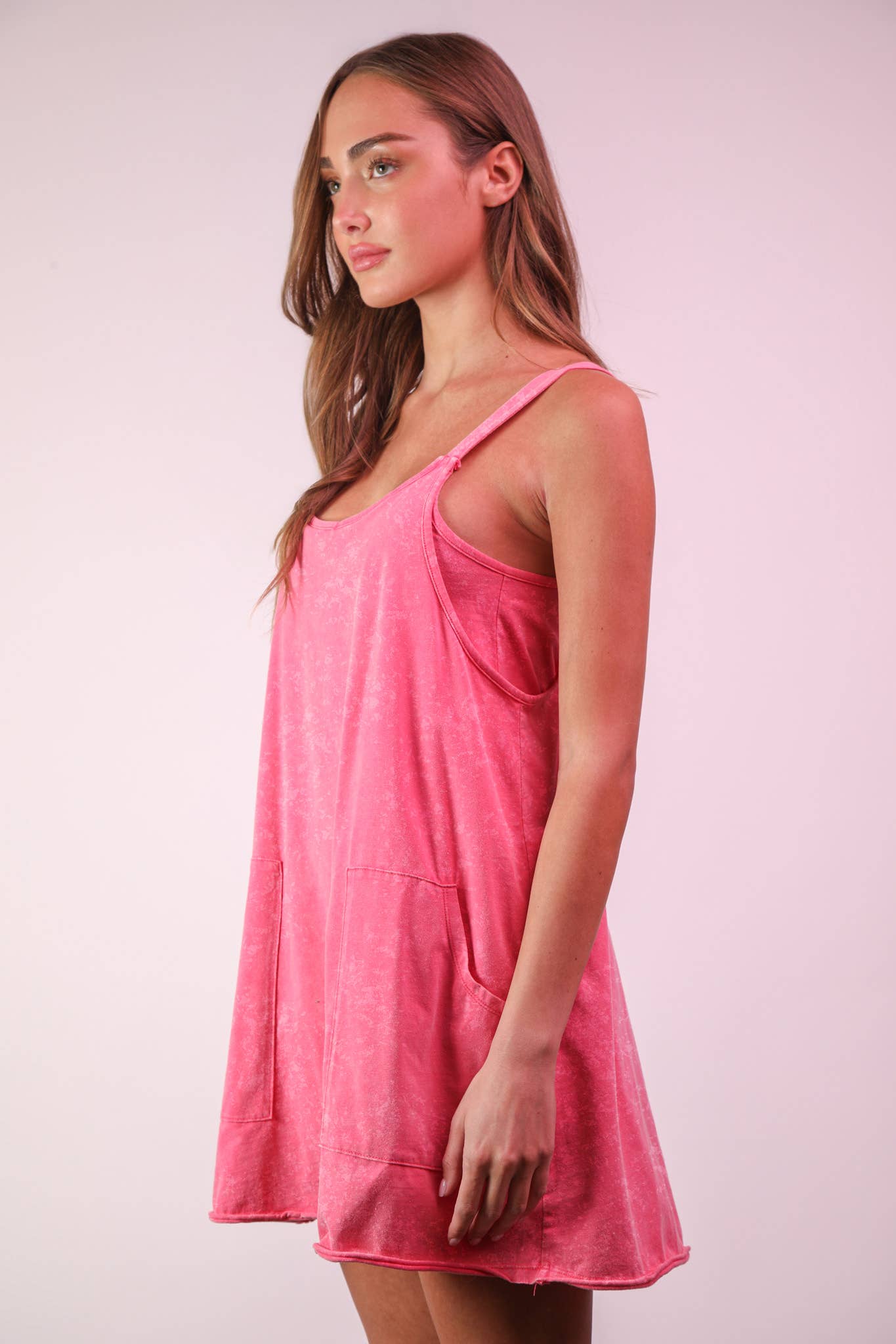 Mineral Washed Knit Mini Dress with Shorts Inside