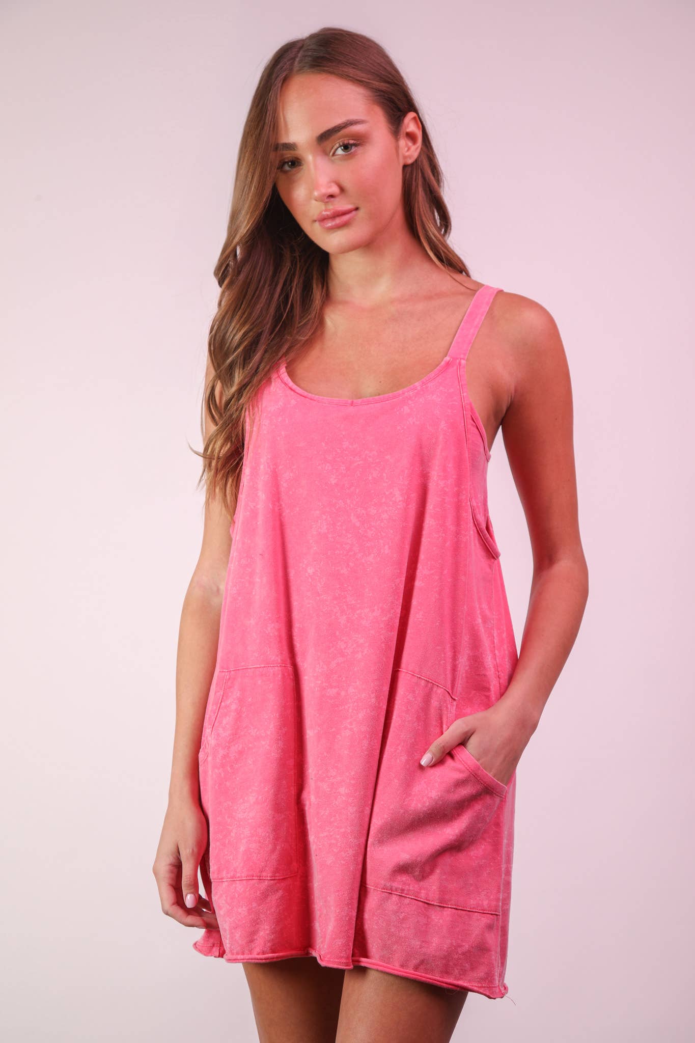Mineral Washed Knit Mini Dress with Shorts Inside