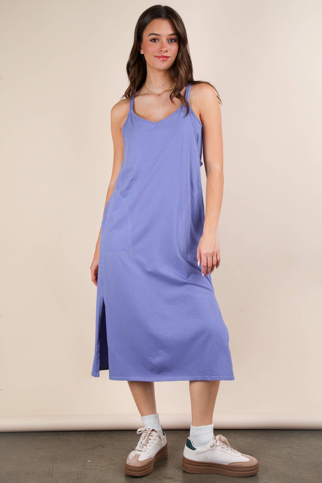 Neck Sleeveless Casual Comfy Midi Dress