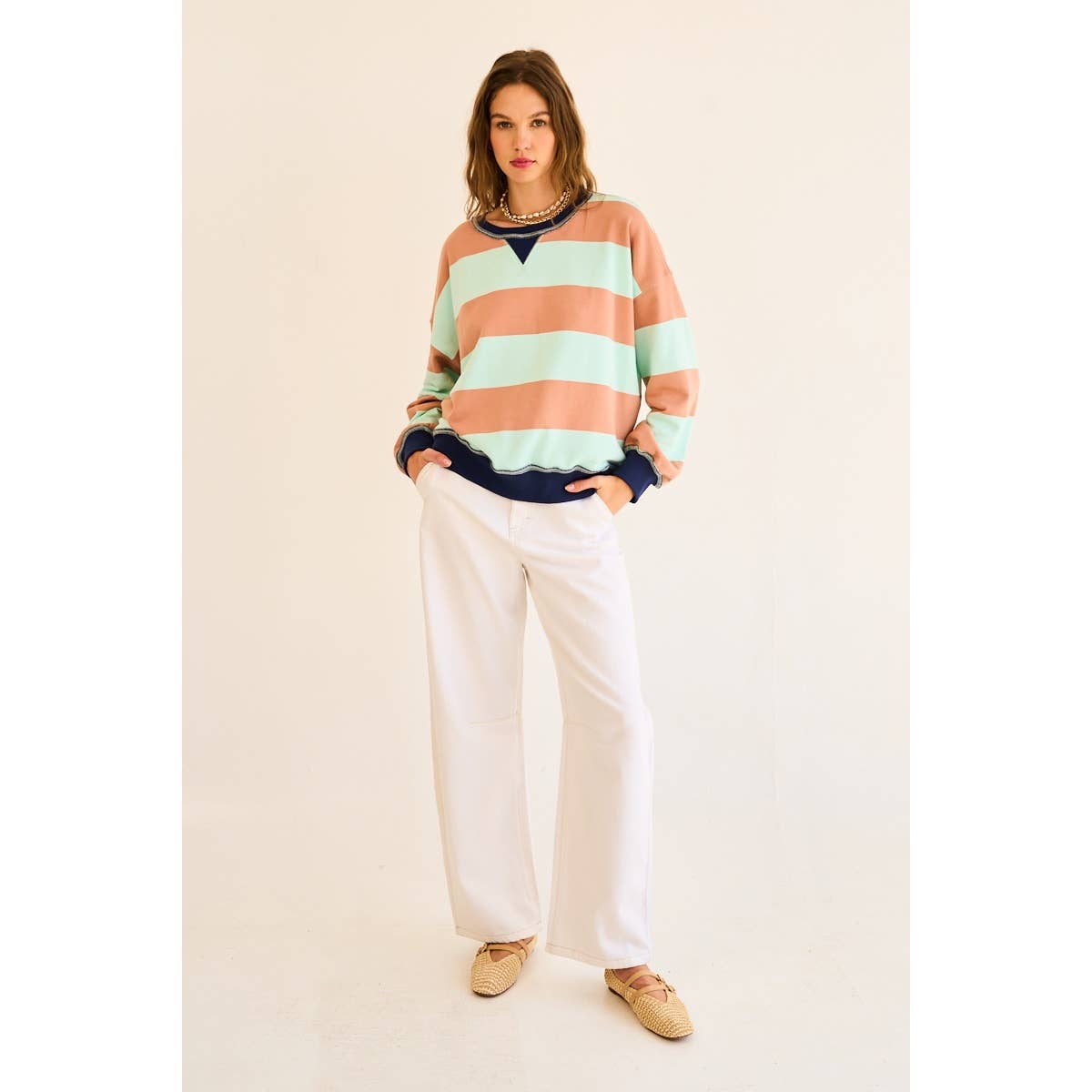 Contrast Striped Sweatshirt