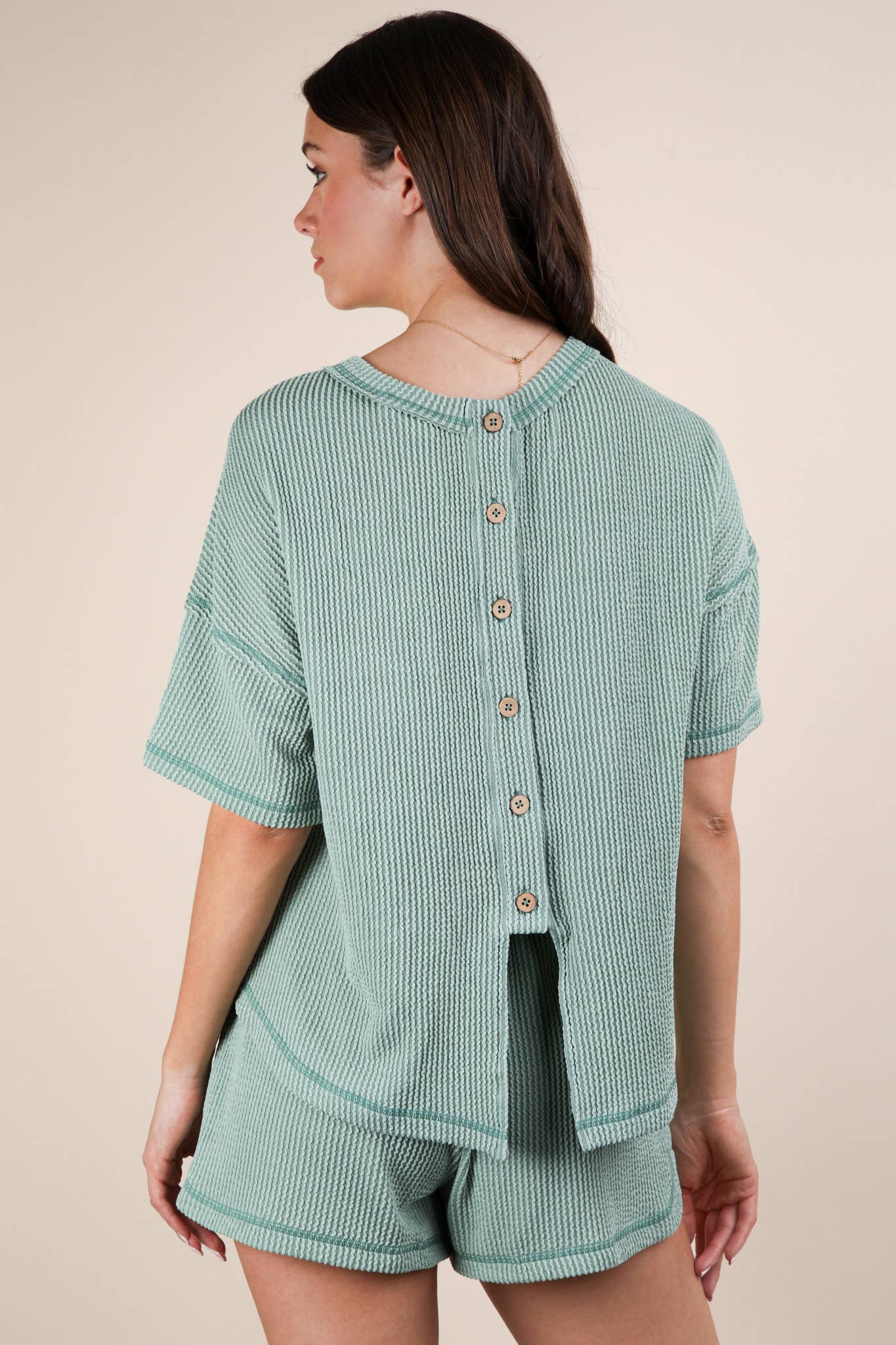 Oversized Two Tone Double Knit Top & Shorts