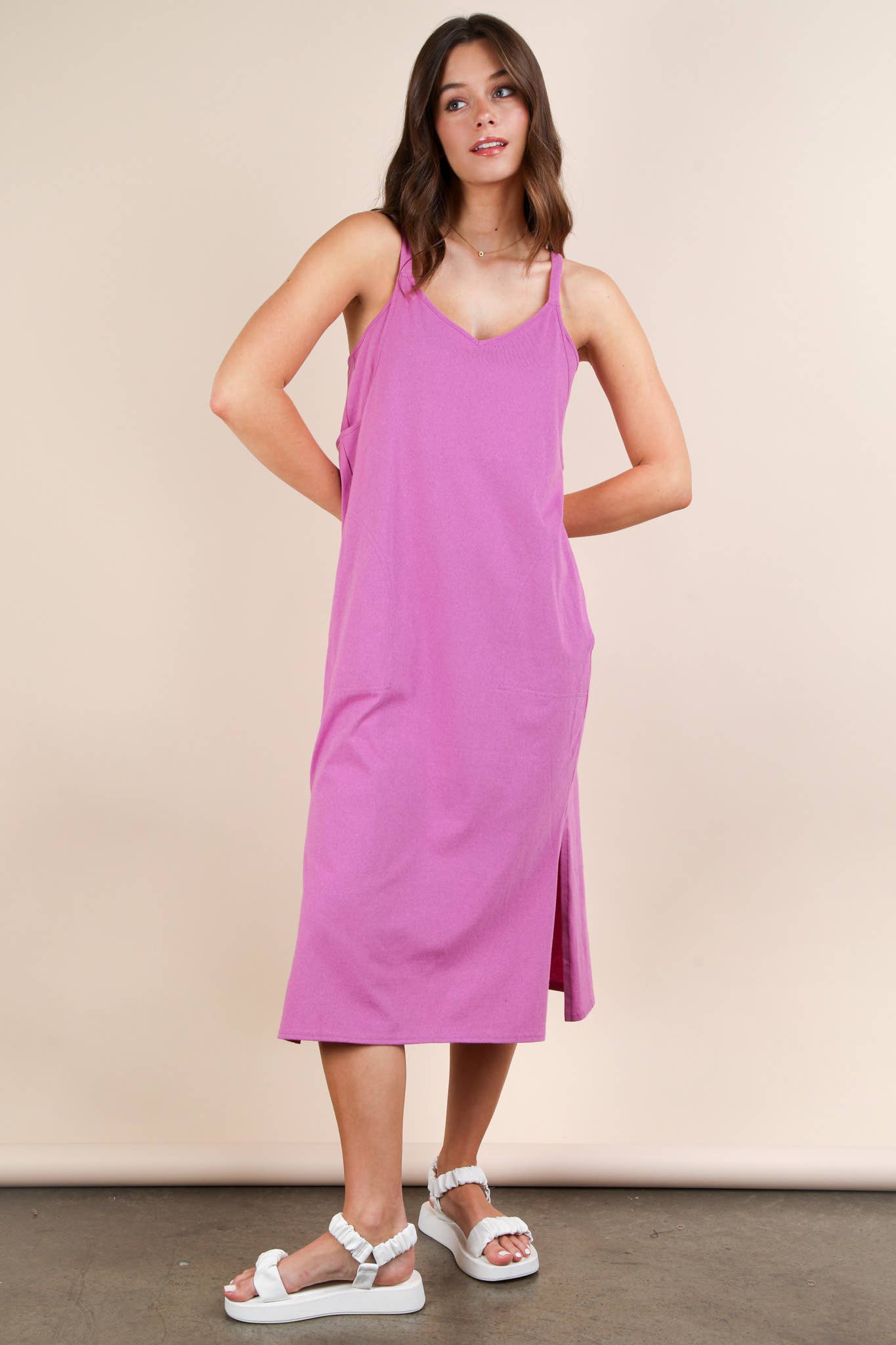 V-Neck Sleeveless Casual Comfy Midi Dress