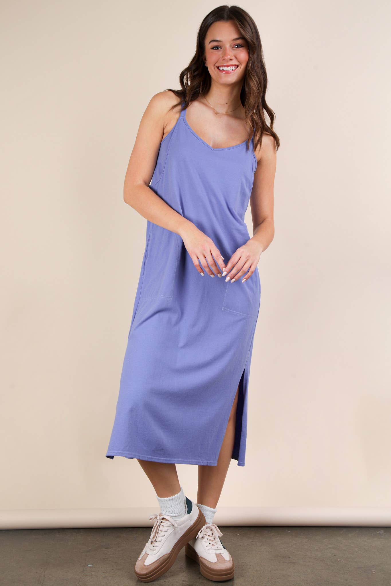 Neck Sleeveless Casual Comfy Midi Dress