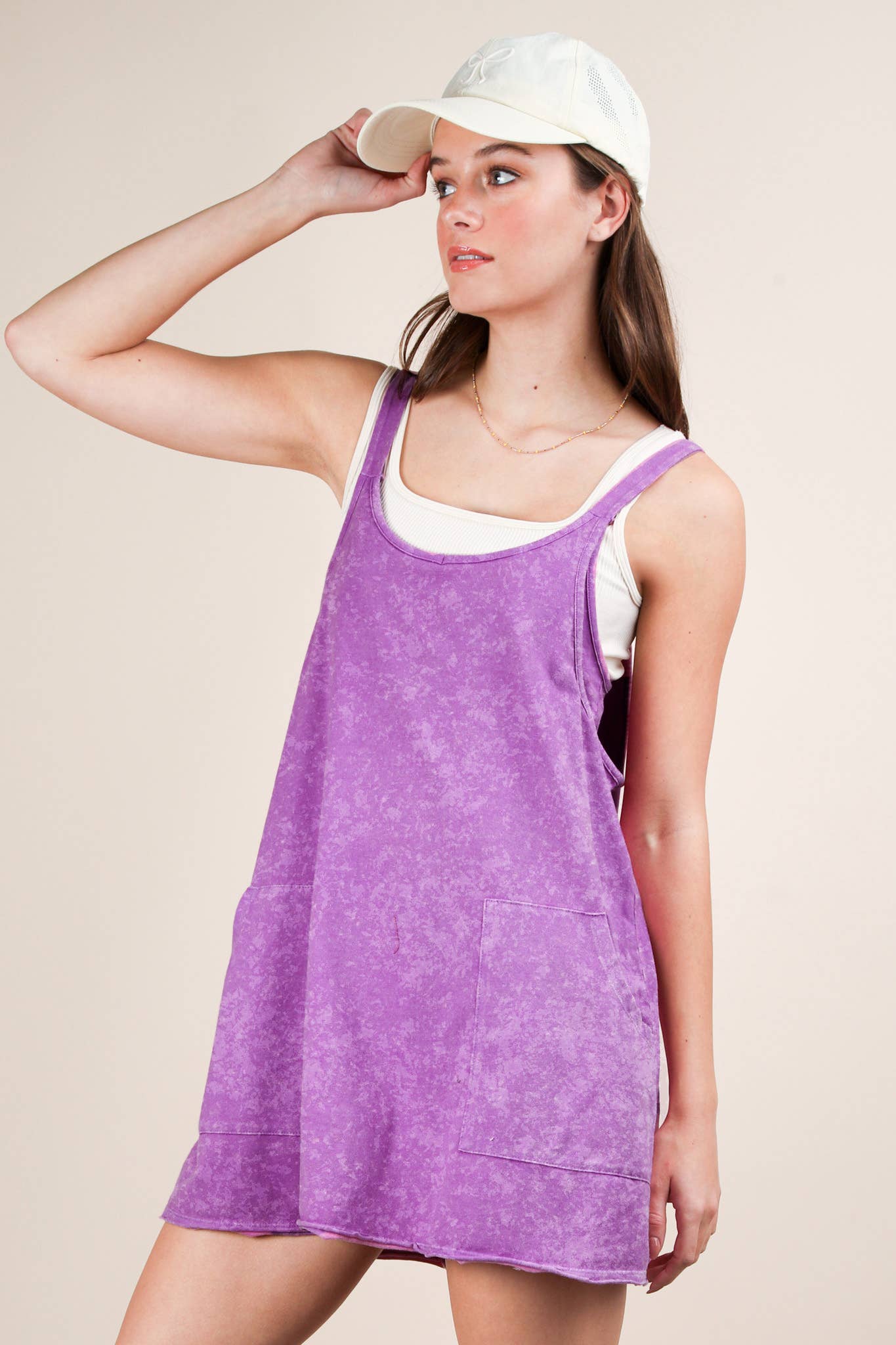 Mineral Washed Knit Mini Dress with Shorts Inside